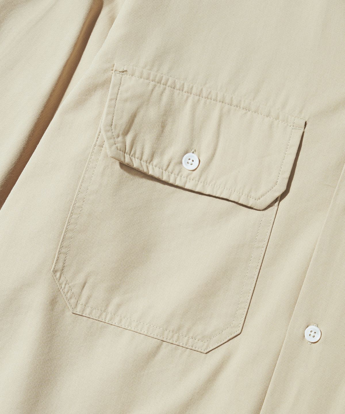 아웃스탠딩(OUTSTANDING) CHAIN STITCH OPEN COLLAR SHIRT_L.BEIGE