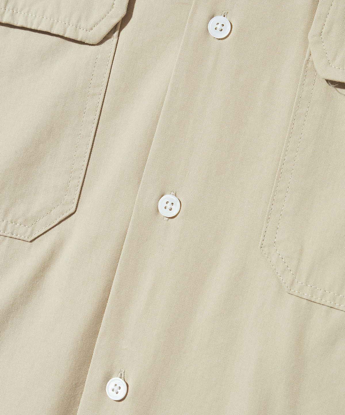 아웃스탠딩(OUTSTANDING) CHAIN STITCH OPEN COLLAR SHIRT_L.BEIGE