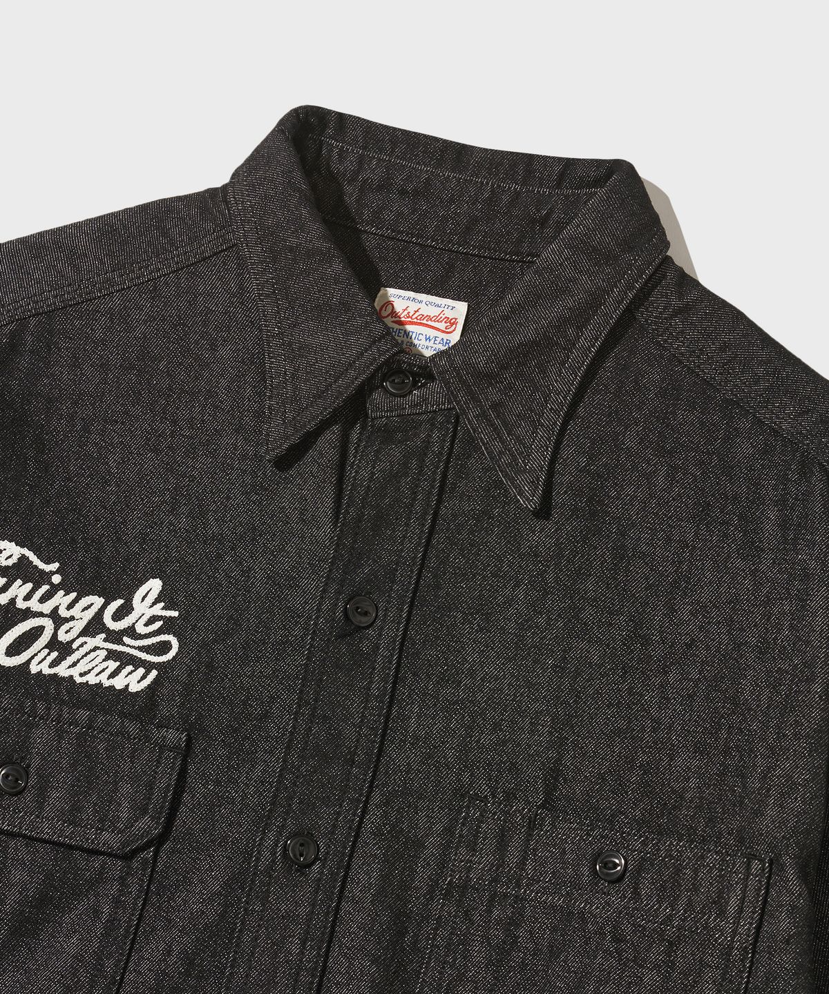 아웃스탠딩(OUTSTANDING) LOOSE FIT MECHANIC DENIM WORK SHIRT_BLACK