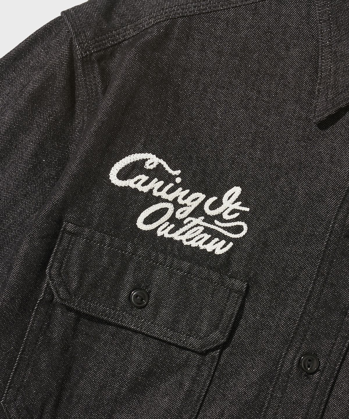 아웃스탠딩(OUTSTANDING) LOOSE FIT MECHANIC DENIM WORK SHIRT_BLACK