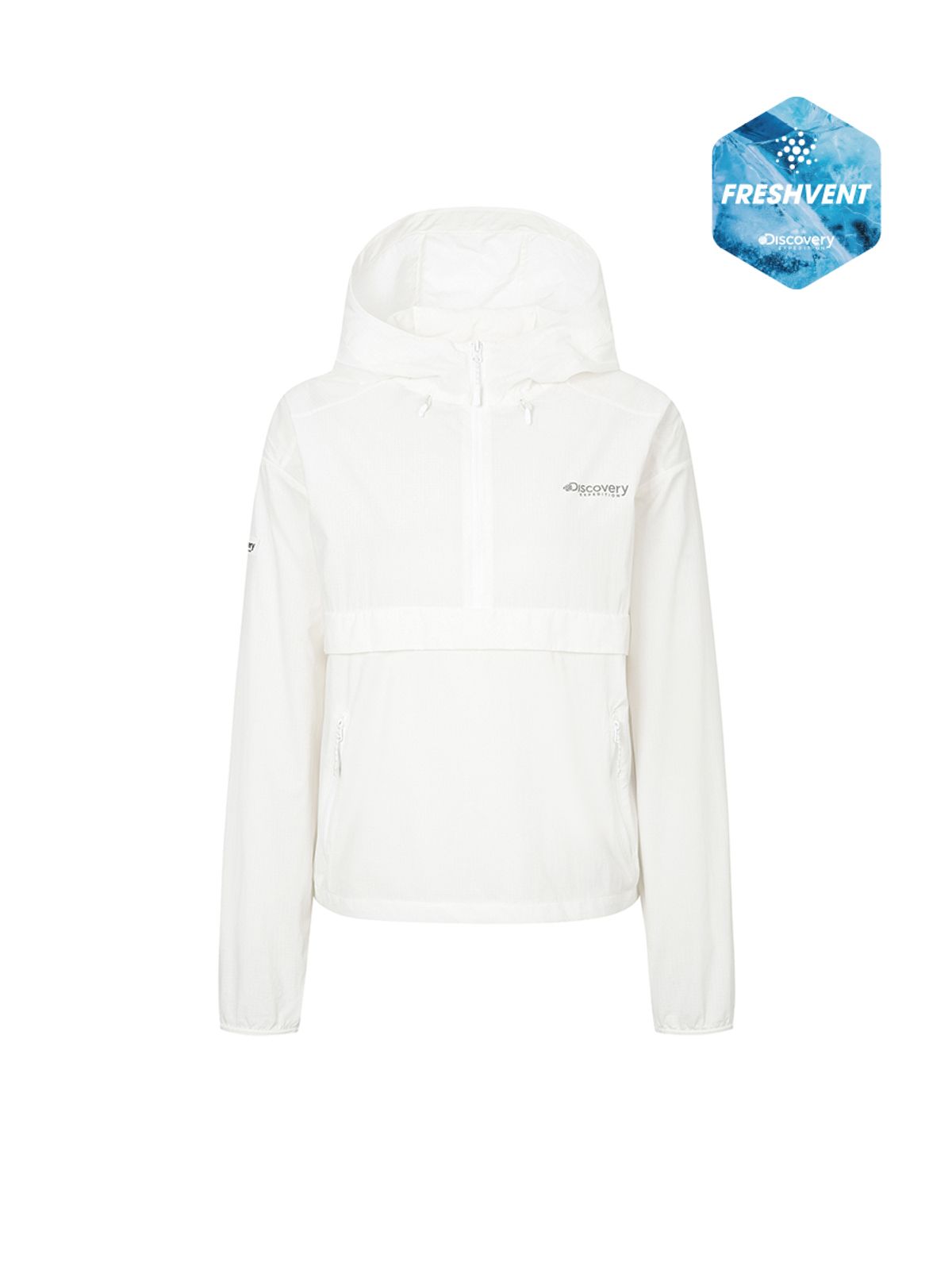 디스커버리 익스페디션(DISCOVERY EXPEDITION) 프레시벤트 여성 아노락 크롭 바람막이 (WHITE)