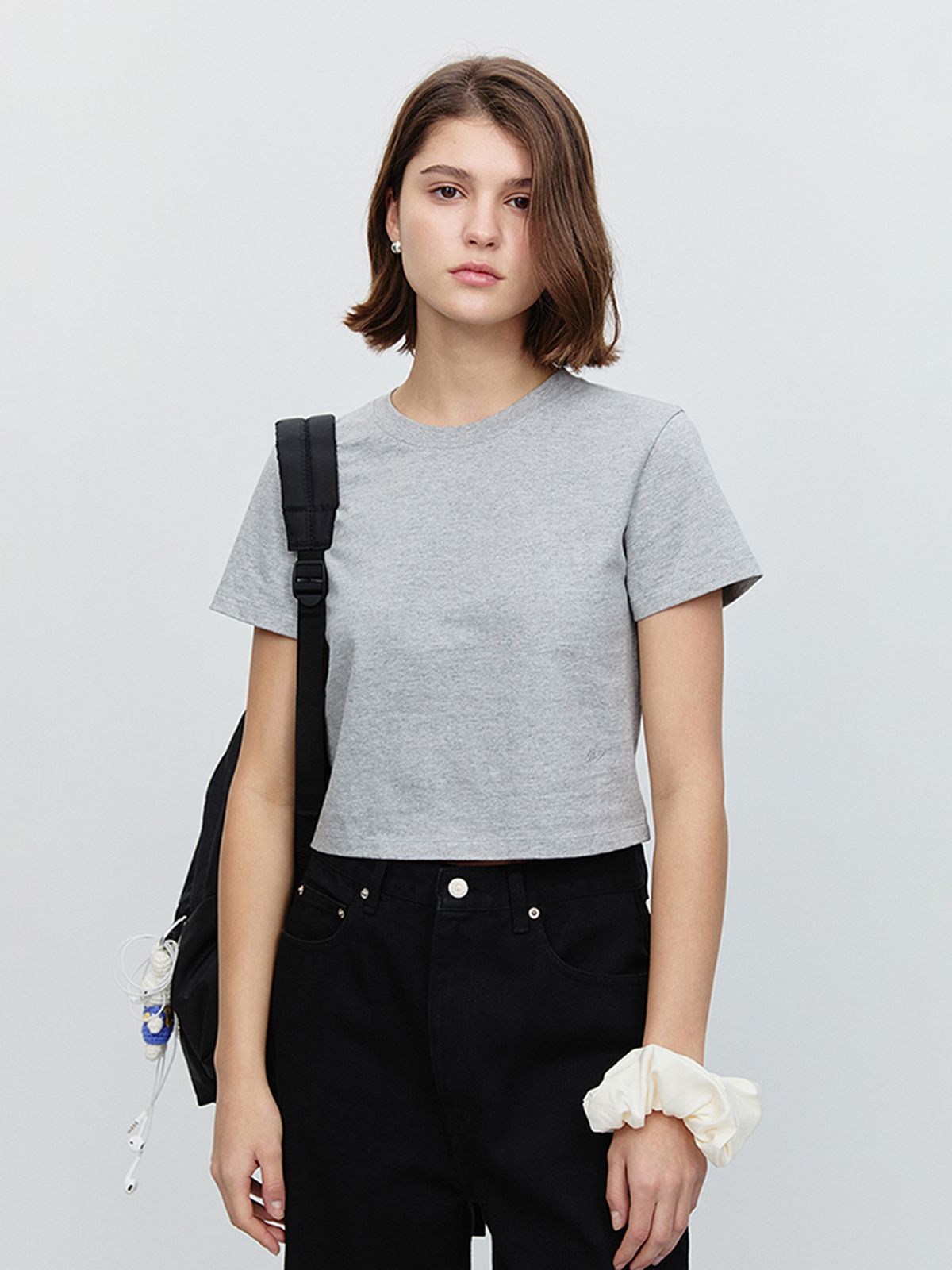 던스트(DUNST) CROPPED T-SHIRT_UDTS5A202_MELANGE GREY