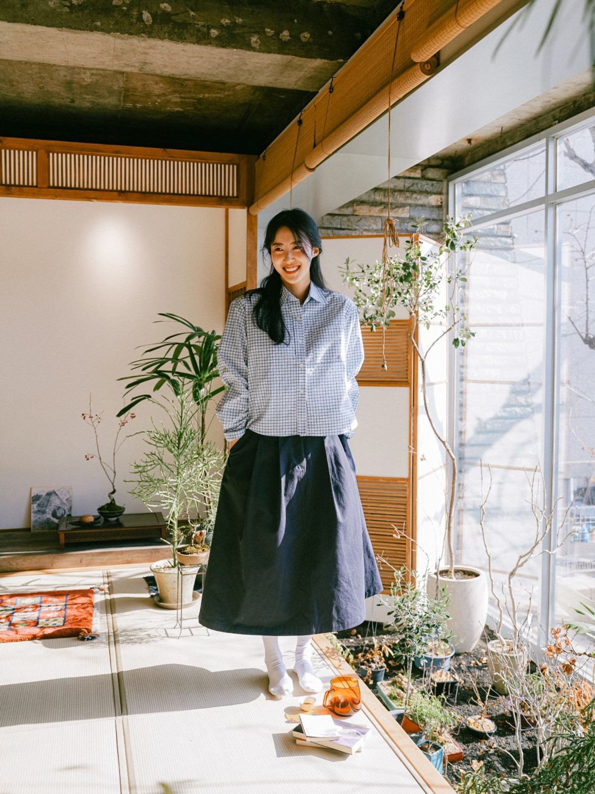 해브해드(HAVE HAD) 브리즈 로고 체크 셔츠(체크 블루)