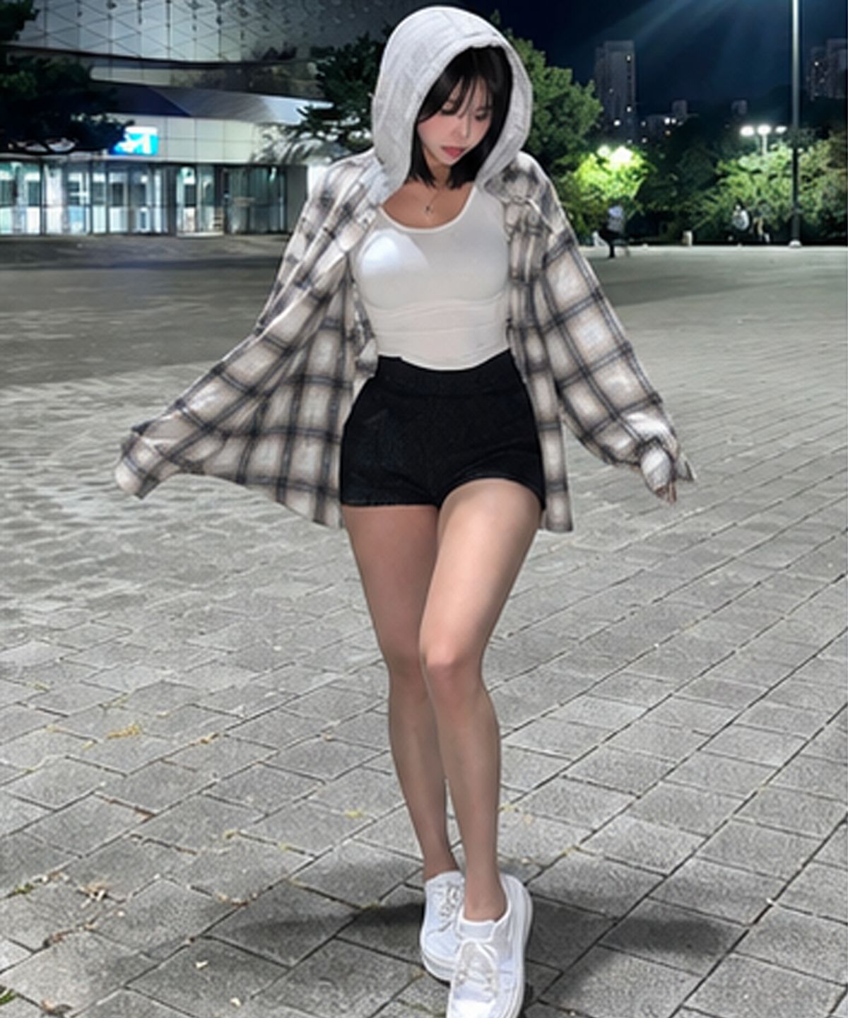 어커버(ACOVER) 타탄 스웻후드 체크셔츠 3color