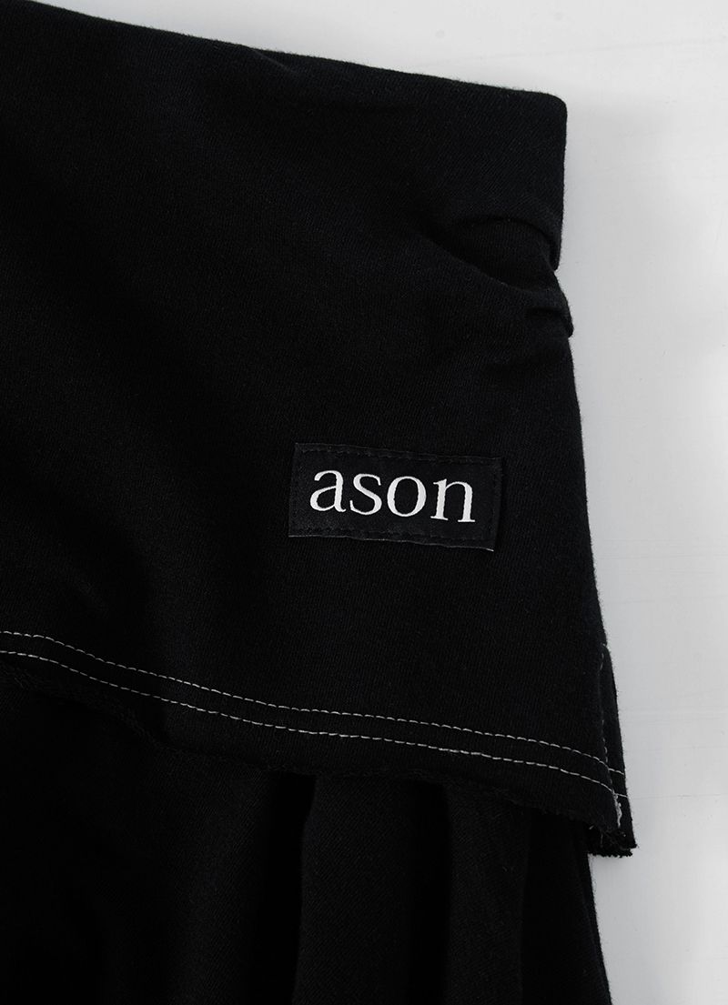 MUSINSA | ASON LENA UNBALANCE SKIRT / BLACK