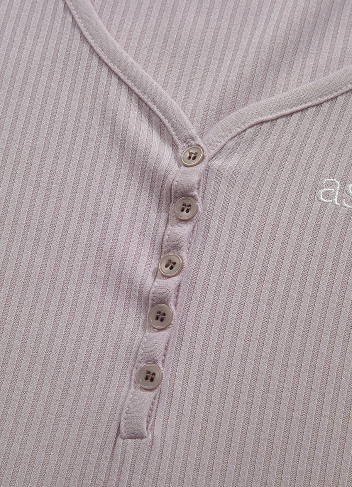 애즈온(ASON) WISH RIBBED BUTTON TEE / PINK