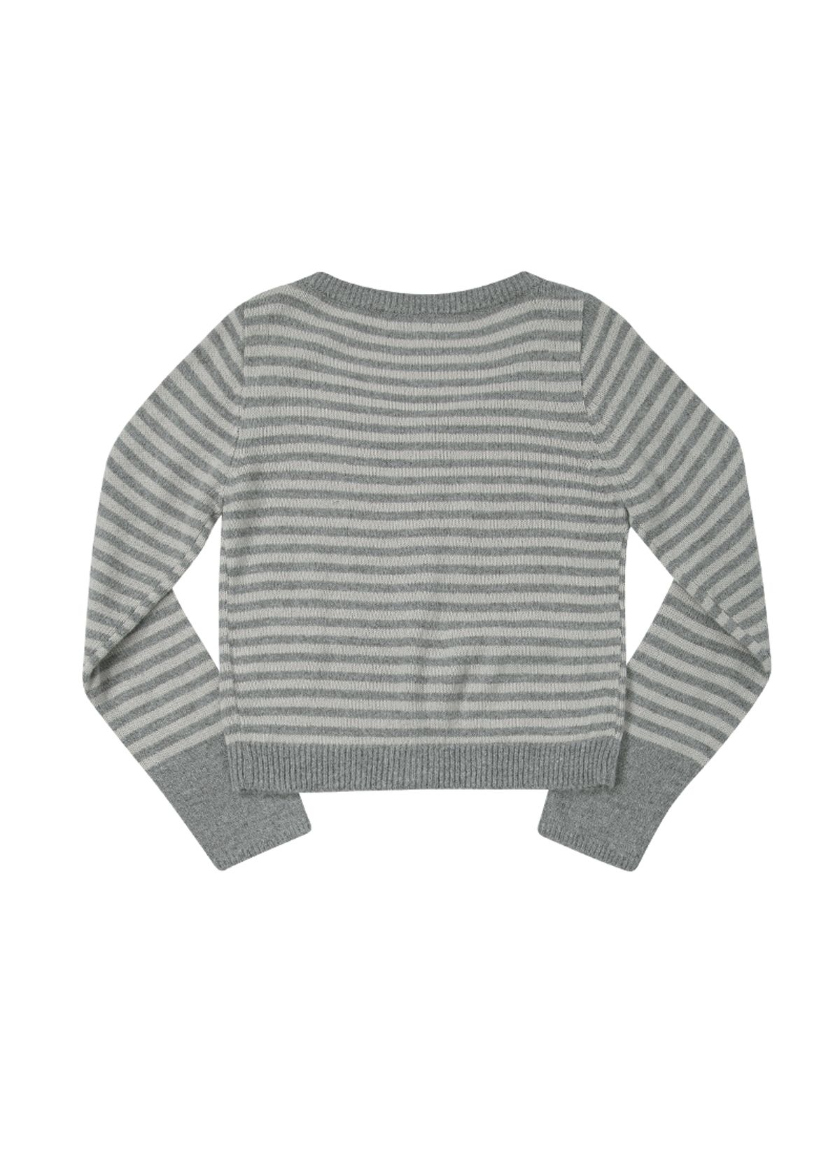 애즈온(ASON) NUT POCKET CARDIGAN / STRIPE GRAY