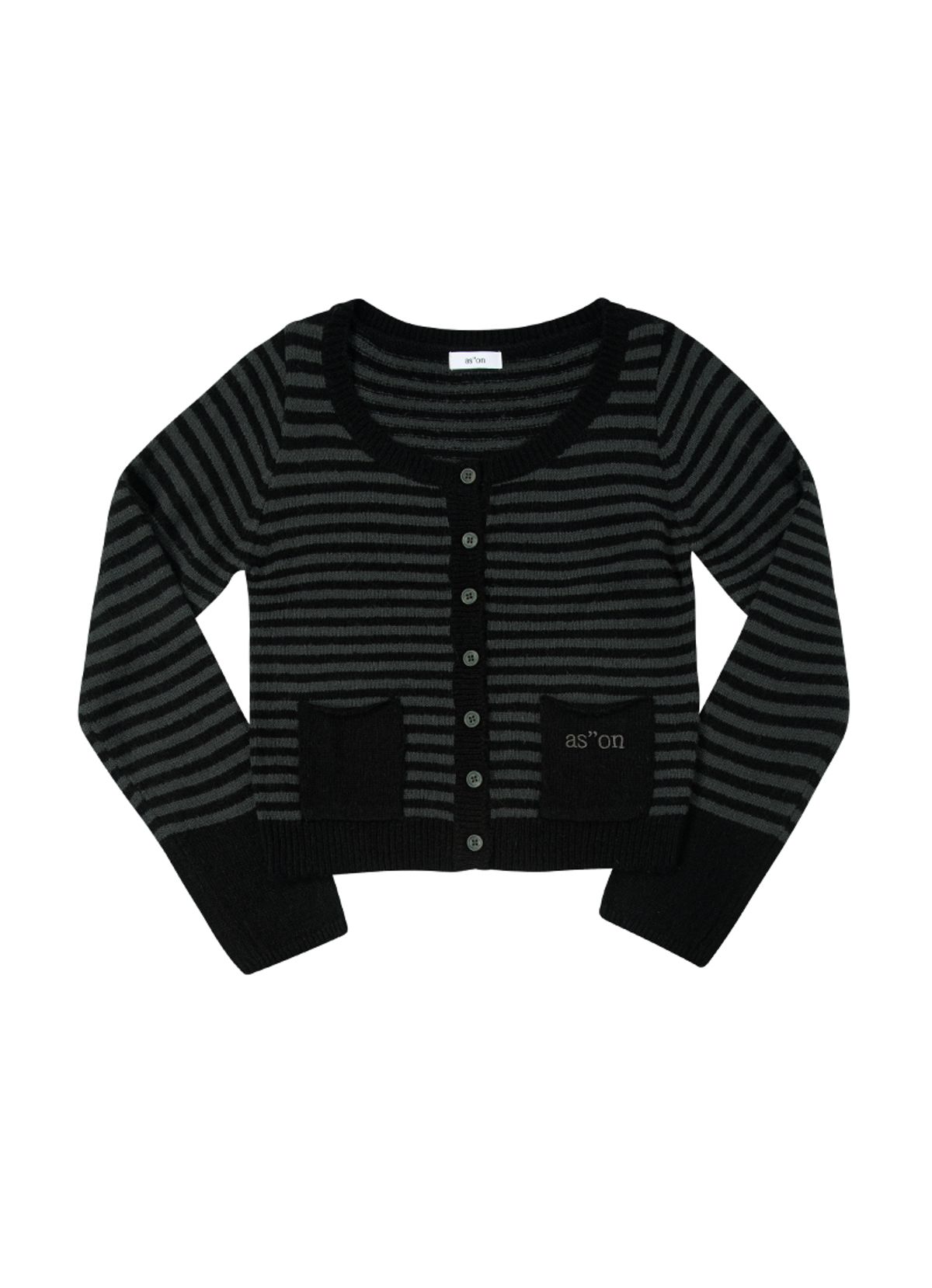 애즈온(ASON) NUT POCKET CARDIGAN / STRIPE BLACK