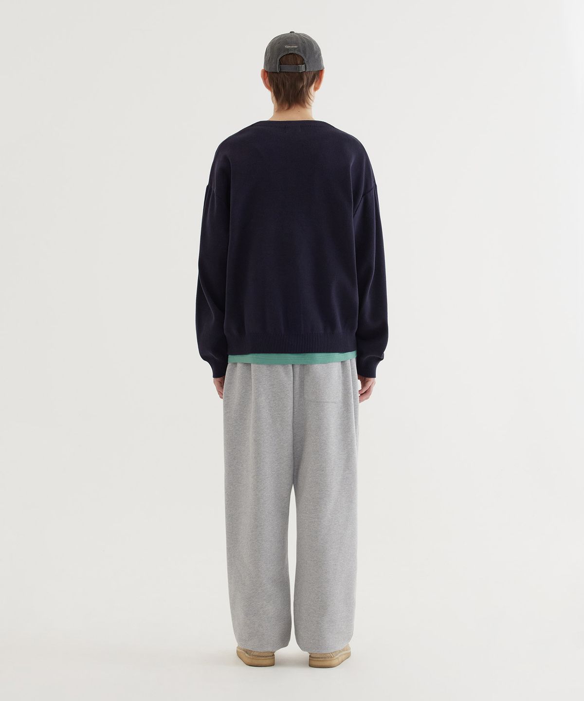 커버낫(COVERNAT) 와이드 C 로고 스웻 조거 팬츠 Melange Gray