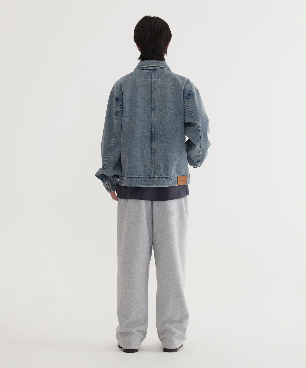 커버낫(COVERNAT) 세미와이드 C 로고 스웻 팬츠 Melange Gray