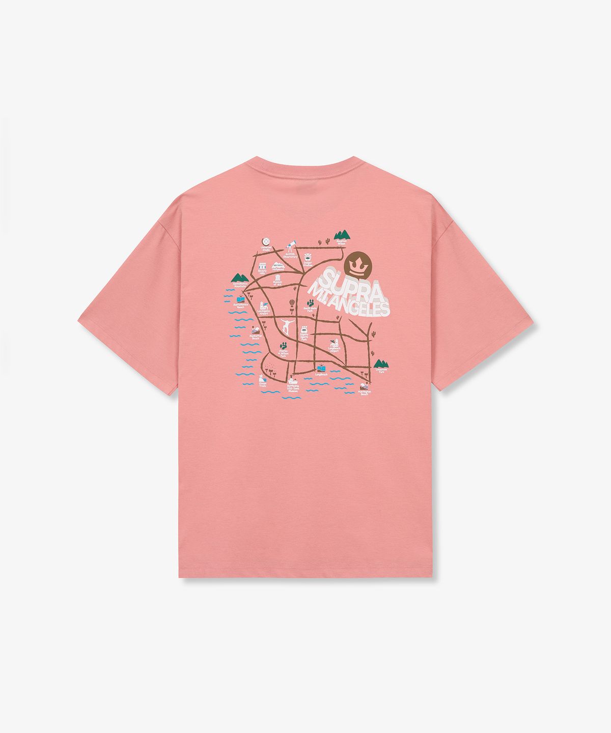 수프라(SUPRA) LA MAP 그래픽 반팔 티셔츠(PINK)