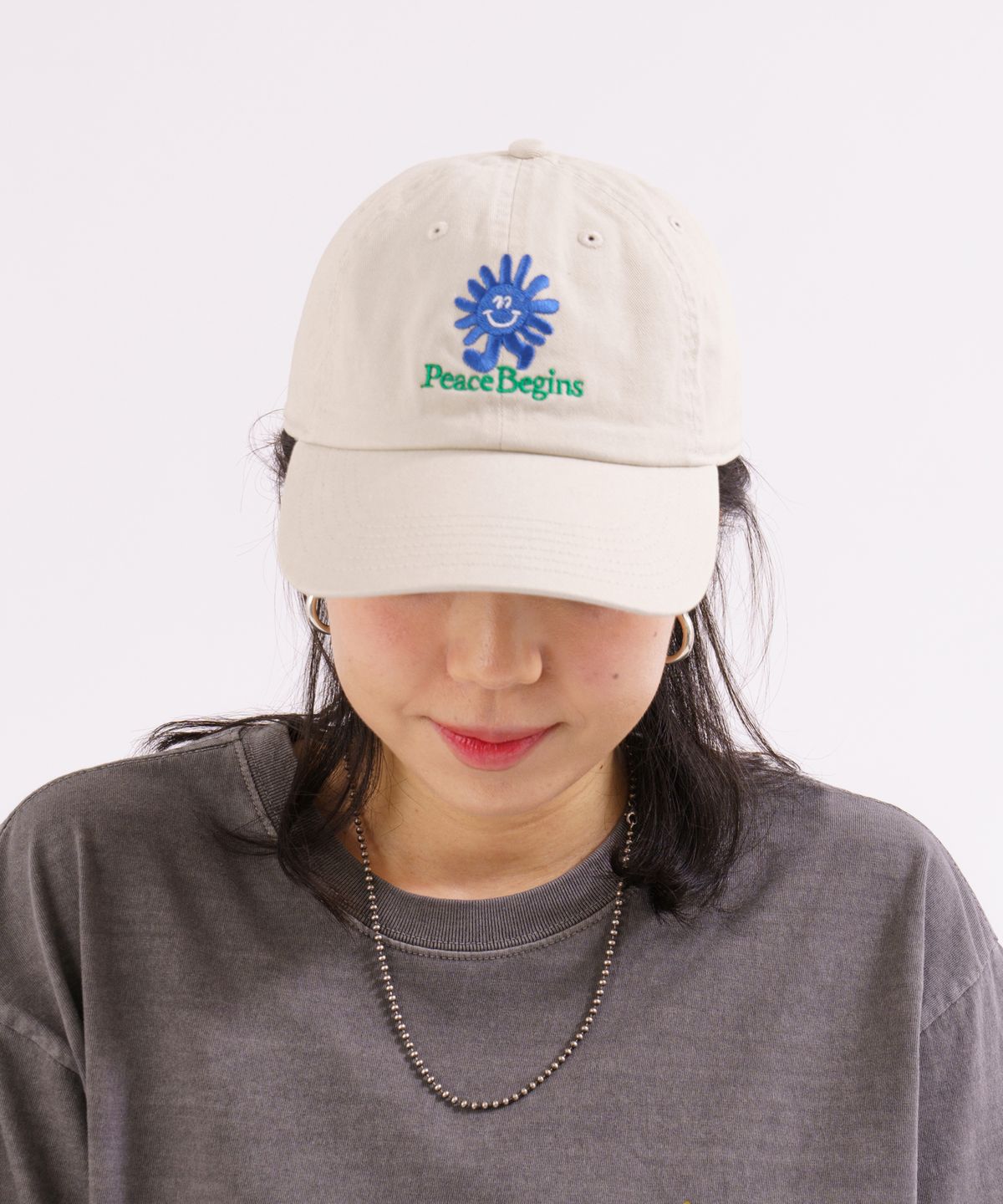 빅웨이브 컬렉티브(BIGWAVE COLLECTIVE) 피스런 워싱 볼캡 (퍼티)
