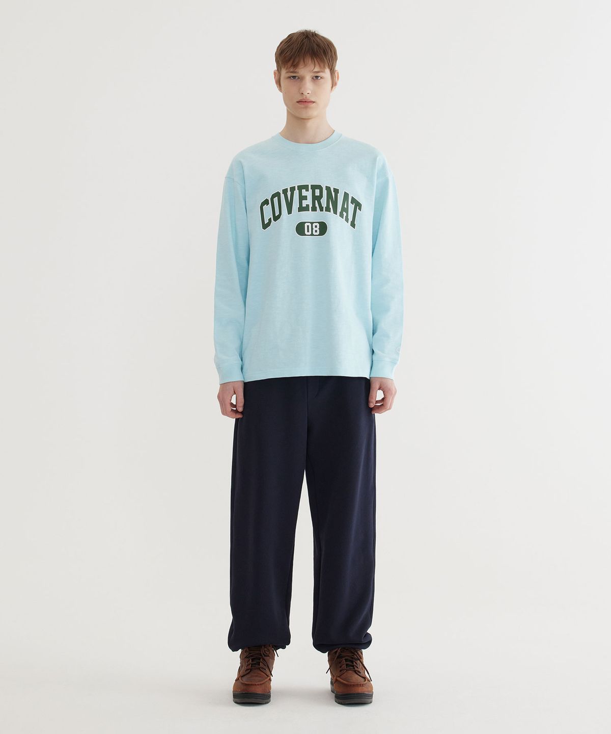 커버낫(COVERNAT) 슬럽 아치 로고 롱슬리브 Sky Blue