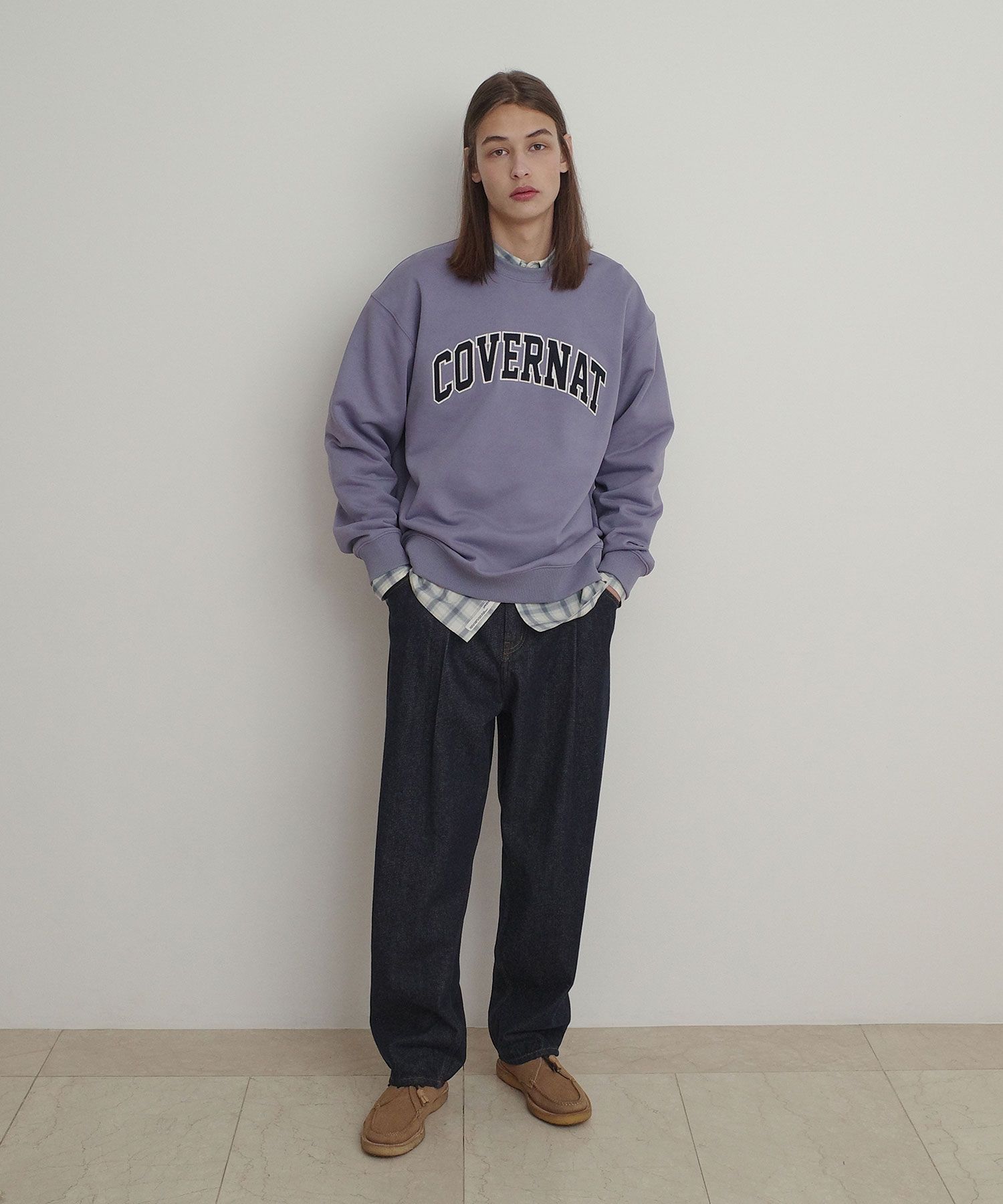 MUSINSA | COVERNAT Arch Logo Man to Man Purple