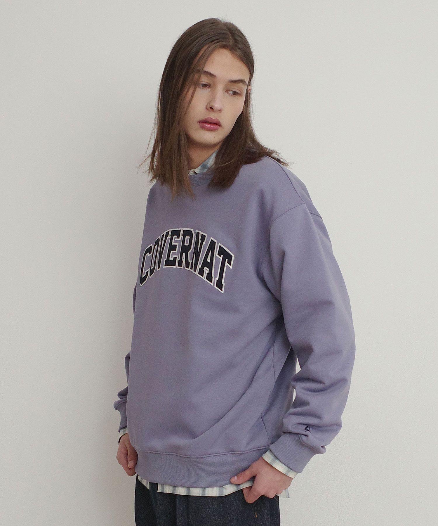 スウェット・トレーナー COVERNAT Authentic Logo Man to Man Lavender MUSINSA | COVERNAT Arch Logo Man to Man Purple
