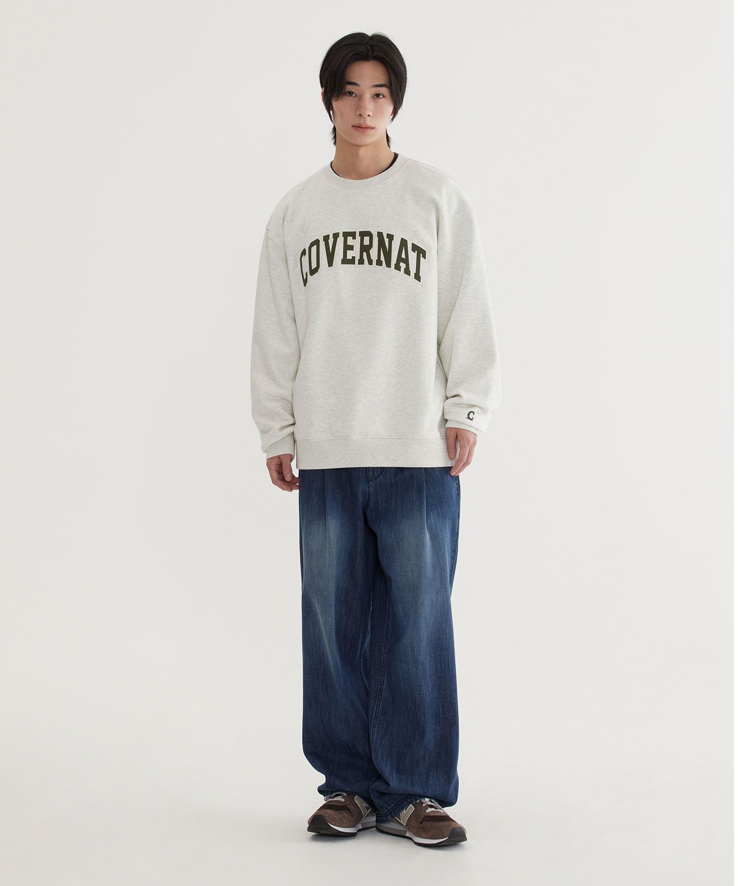 MUSINSA公式 | COVERNAT Arch Logo Man to Man Oatmeal