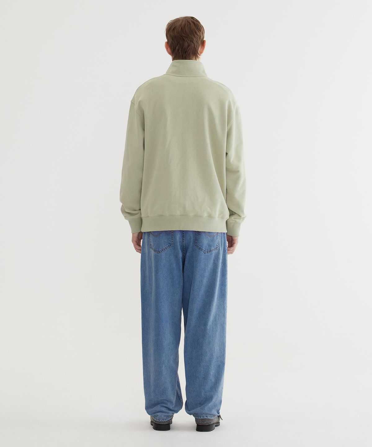 커버낫(COVERNAT) C 로고 하프 집업 맨투맨 Light Khaki