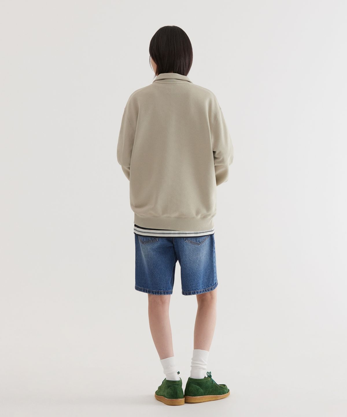커버낫(COVERNAT) C 로고 하프 집업 맨투맨 Light Khaki