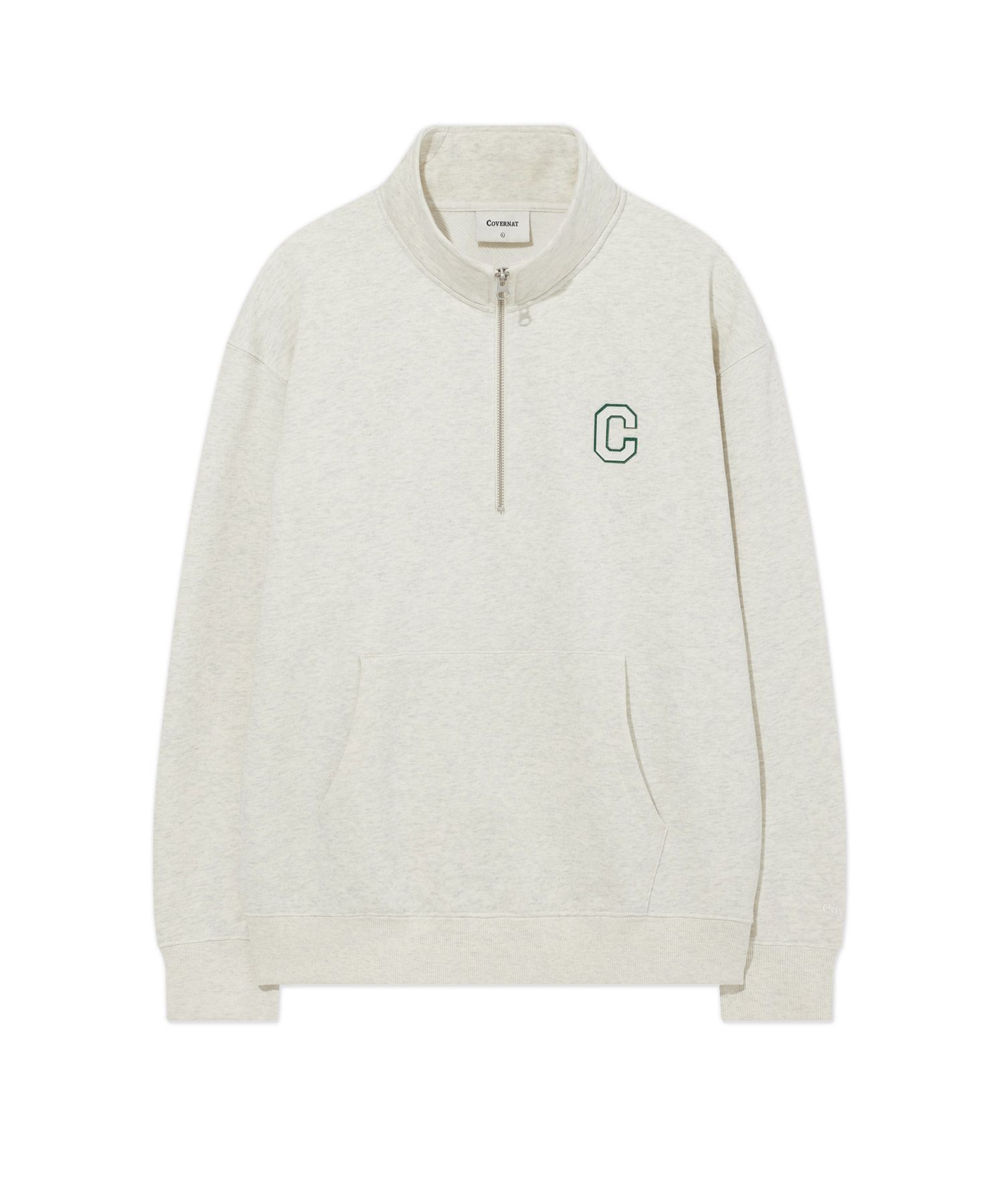 MUSINSA | COVERNAT C Logo Half Zip-up Man to Man Oatmeal