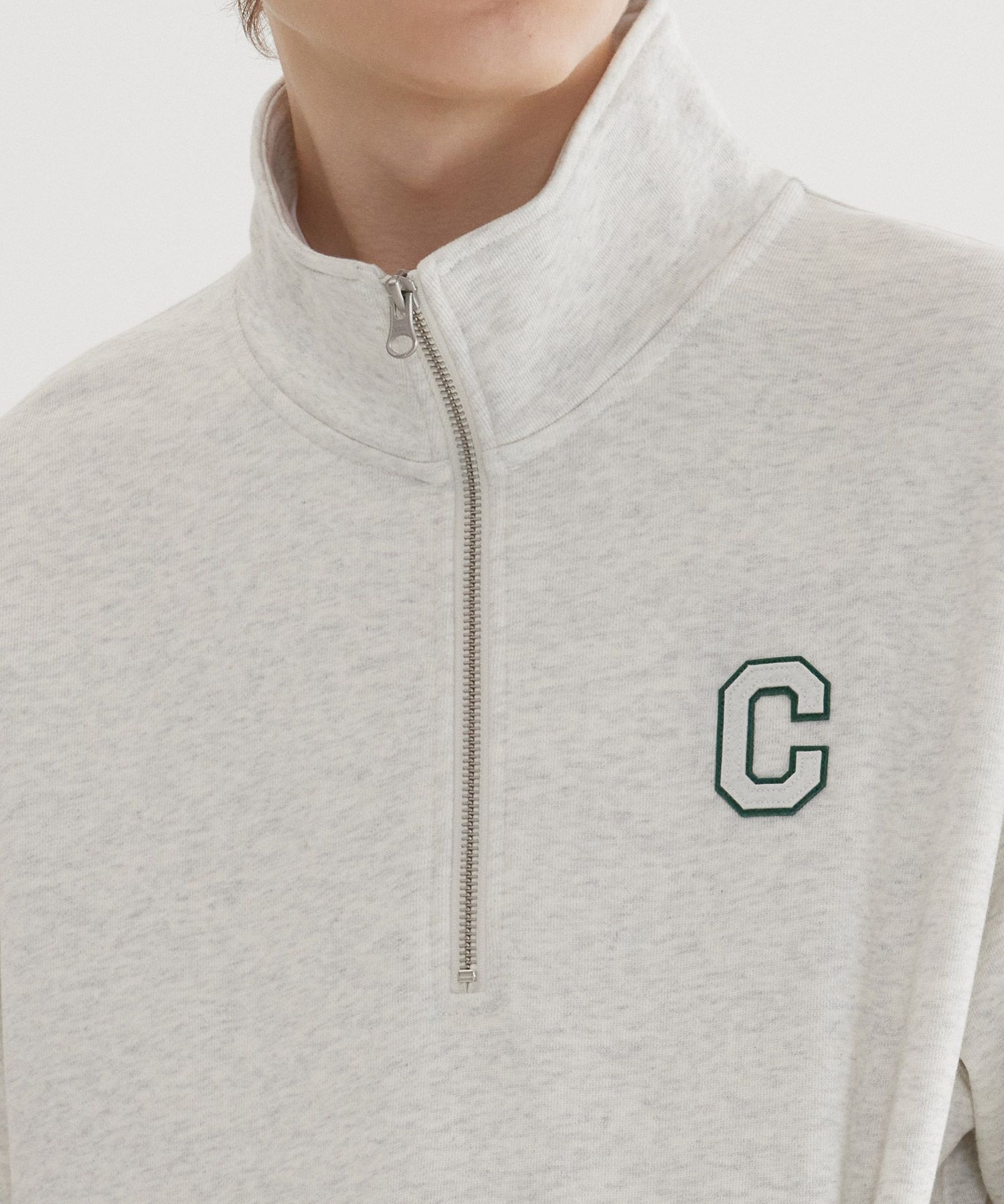 MUSINSA | COVERNAT C Logo Half Zip-up Man to Man Oatmeal