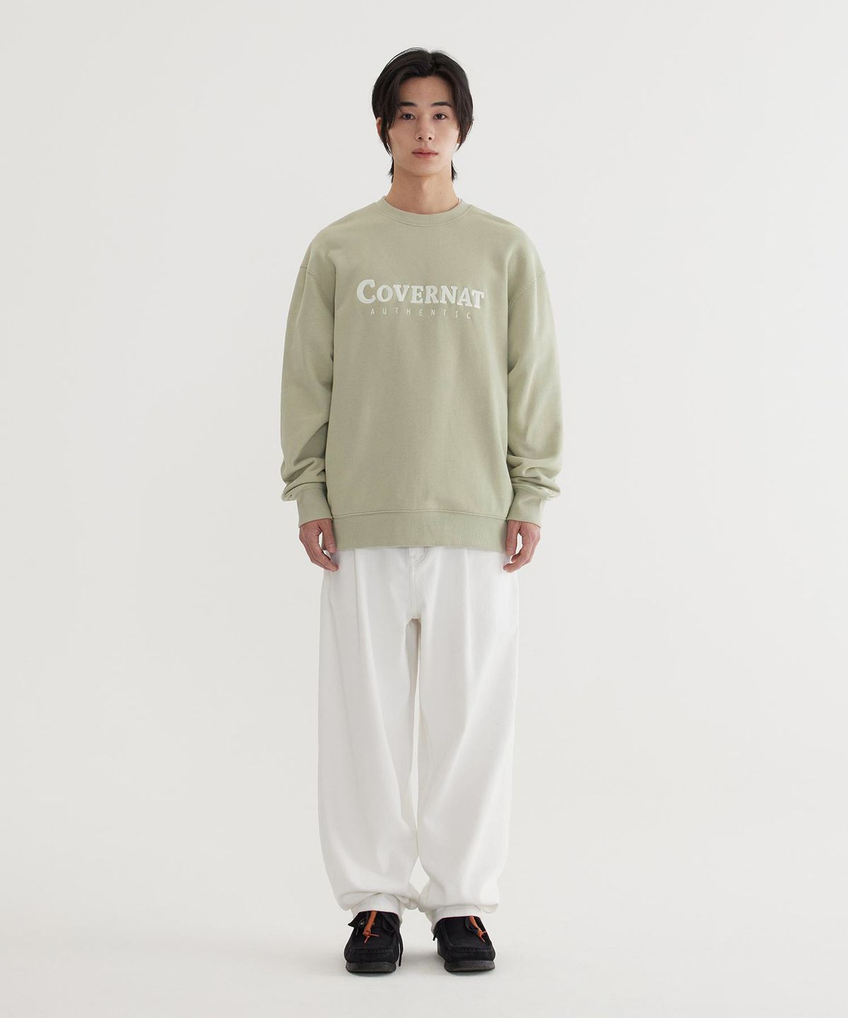 커버낫(COVERNAT) 어센틱 로고 맨투맨 Light Khaki