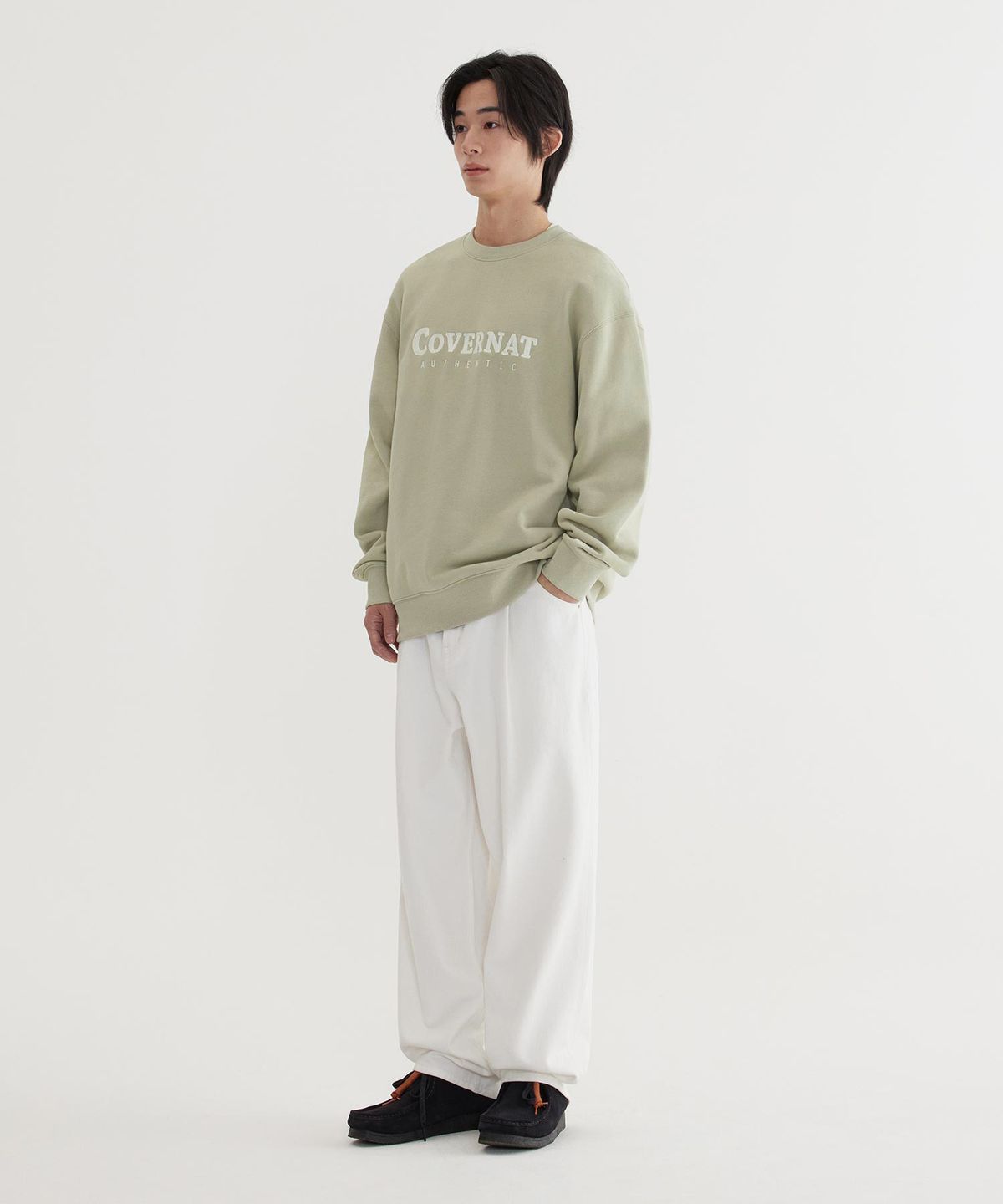 커버낫(COVERNAT) 어센틱 로고 맨투맨 Light Khaki