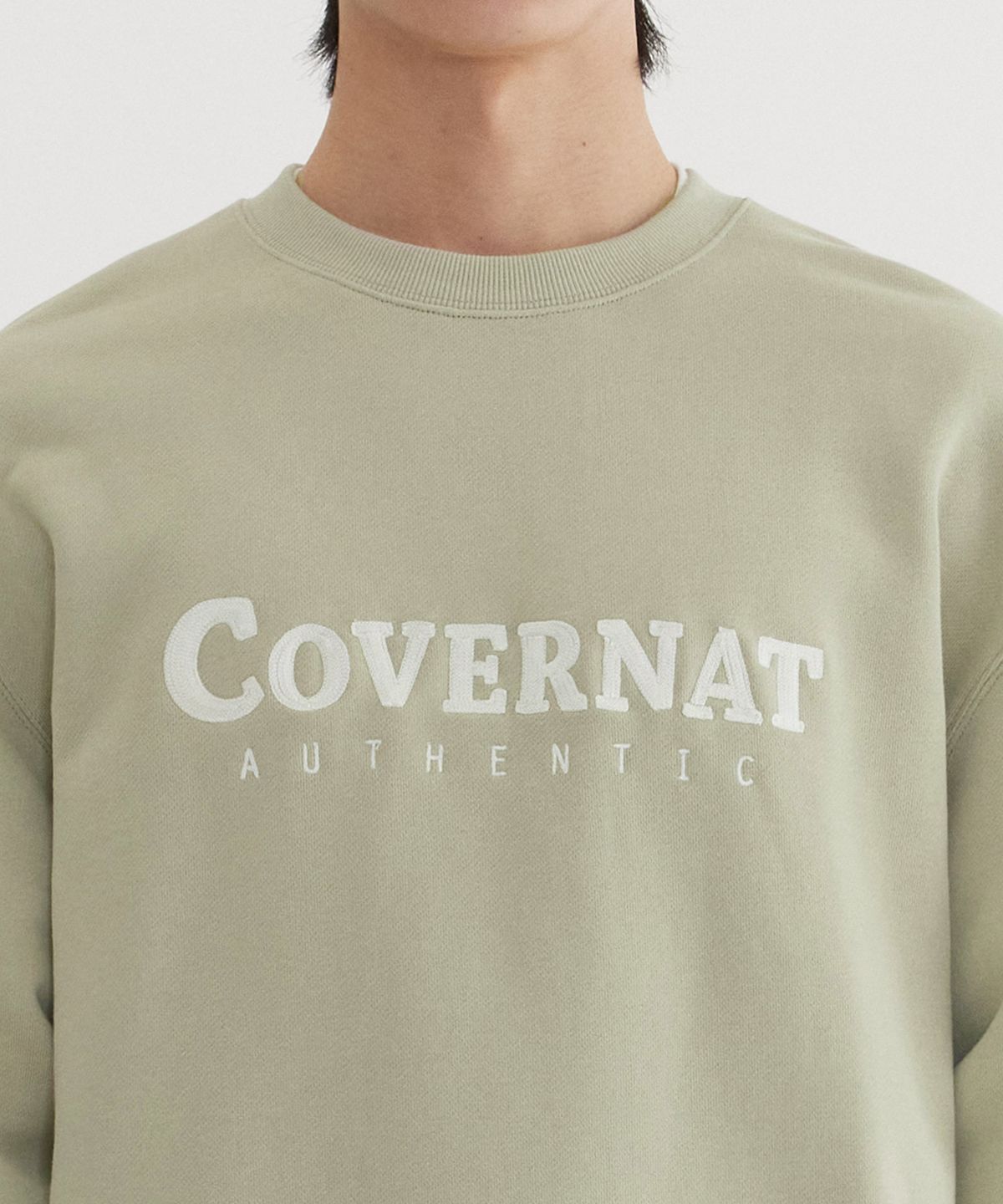 커버낫(COVERNAT) 어센틱 로고 맨투맨 Light Khaki
