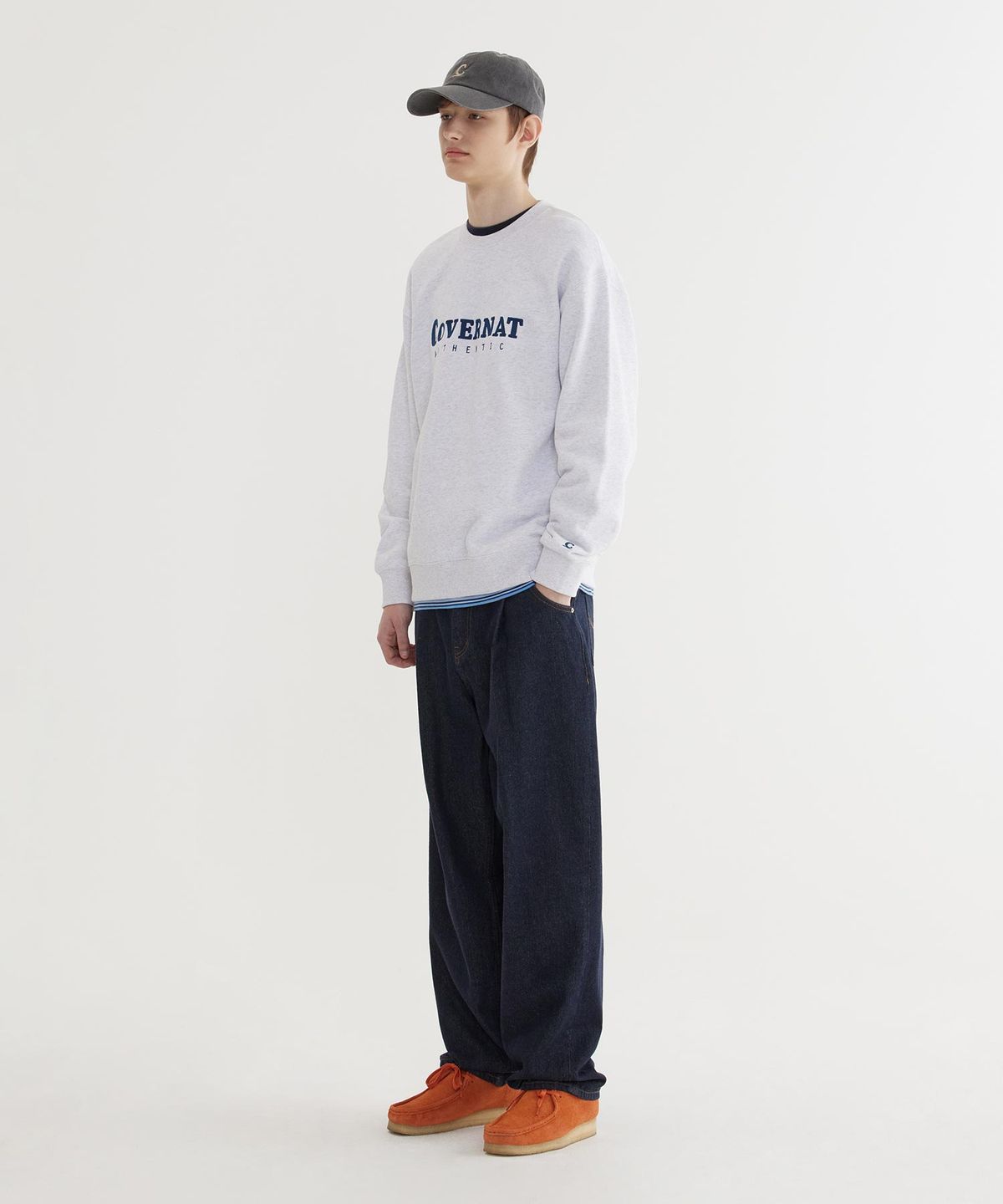 커버낫(COVERNAT) 어센틱 로고 맨투맨 Heather Gray