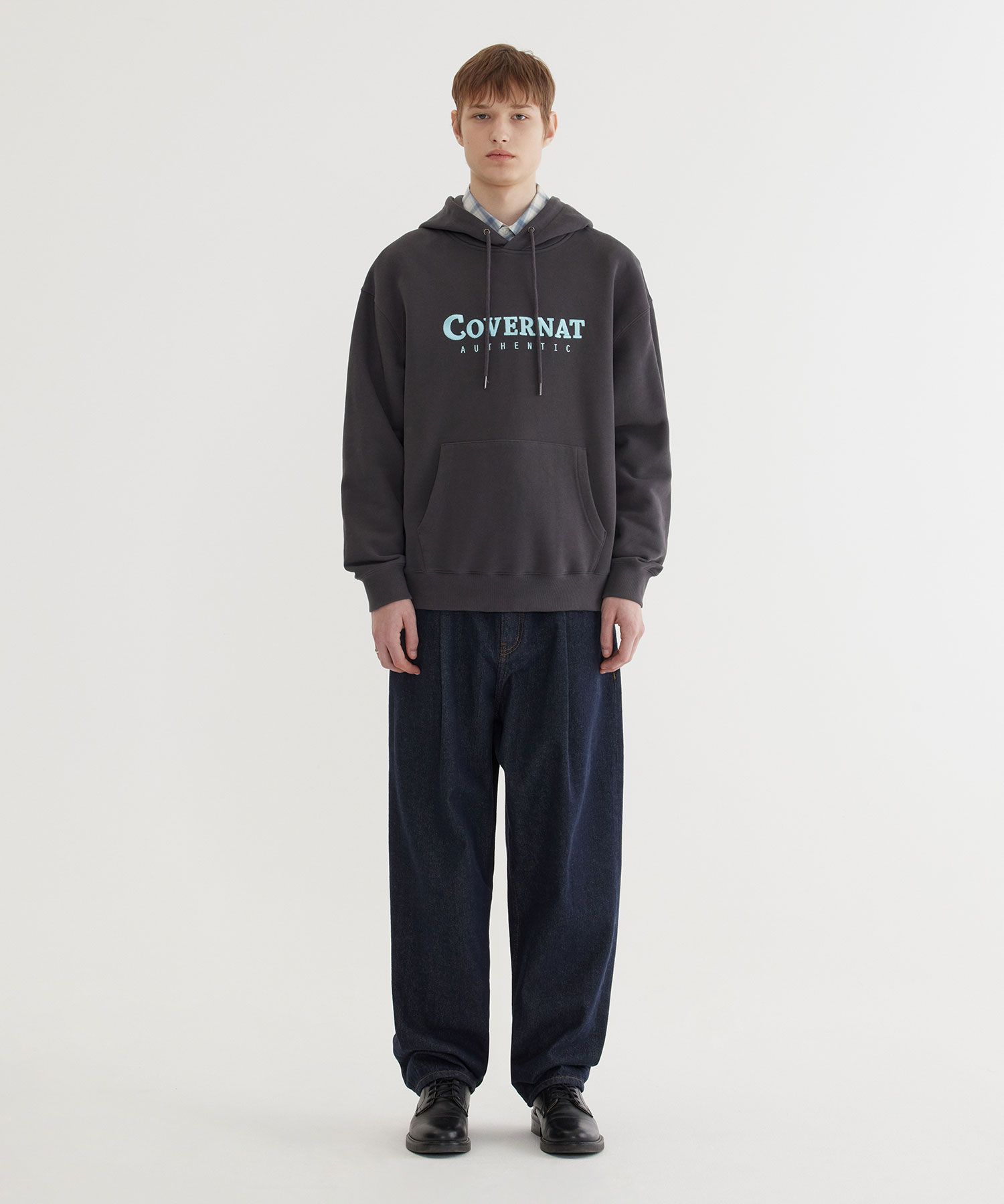 パーカー・フーディ COVERNAT Authentic Logo Hoodie Charcoal MUSINSA | COVERNAT Authentic Logo Hoodie Charcoal