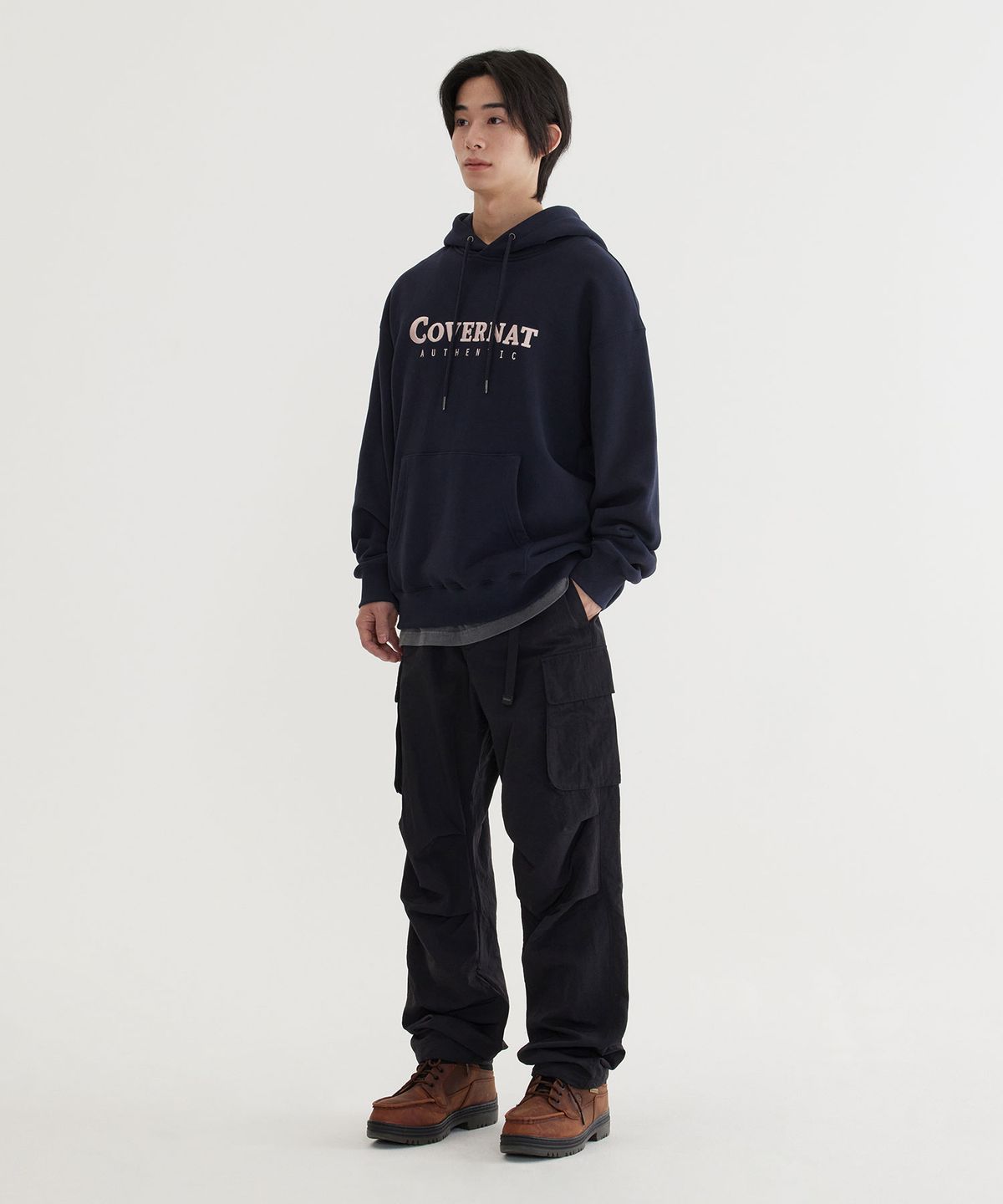 커버낫(COVERNAT) 어센틱 로고 후디 Dark Navy