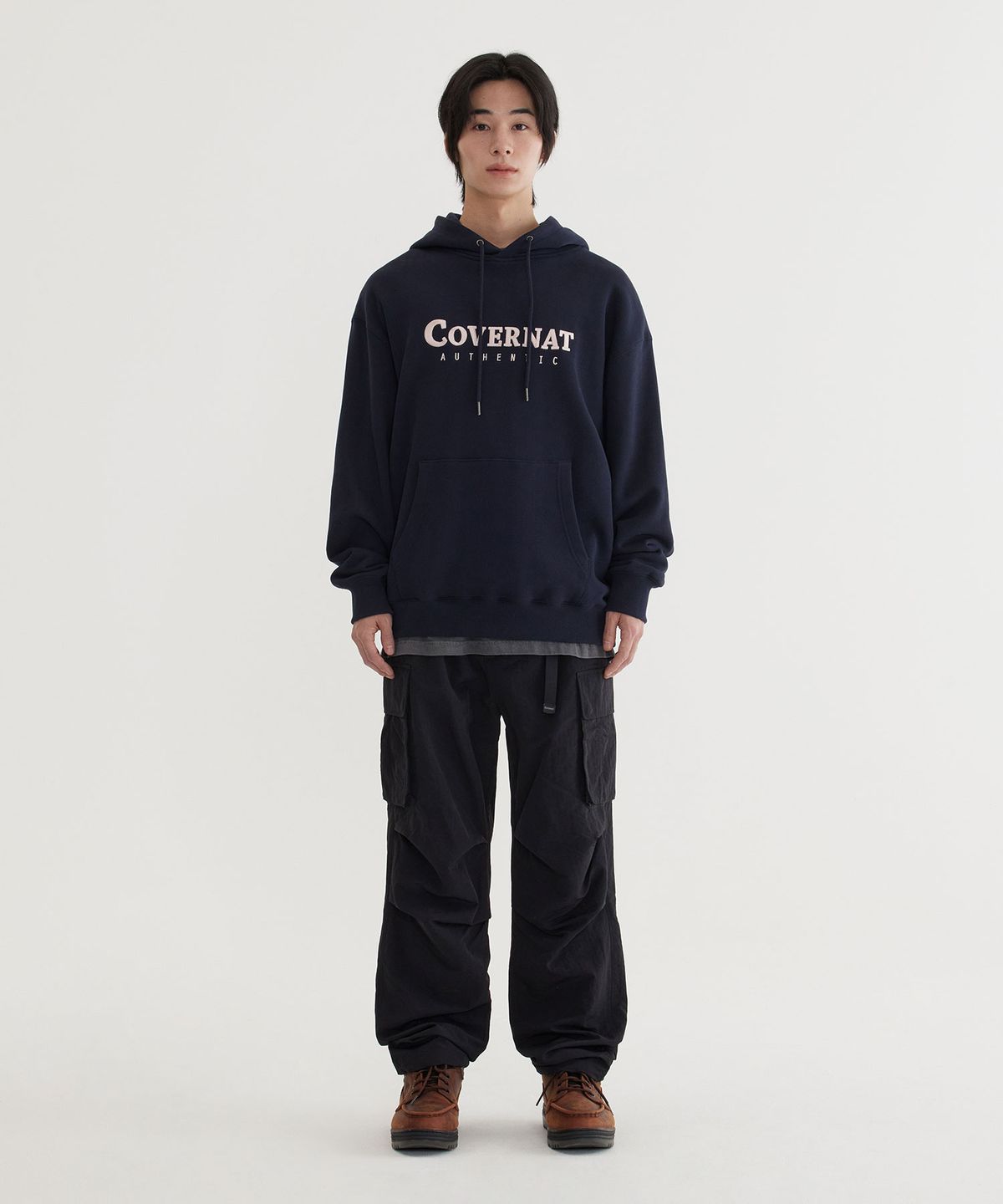 커버낫(COVERNAT) 어센틱 로고 후디 Dark Navy