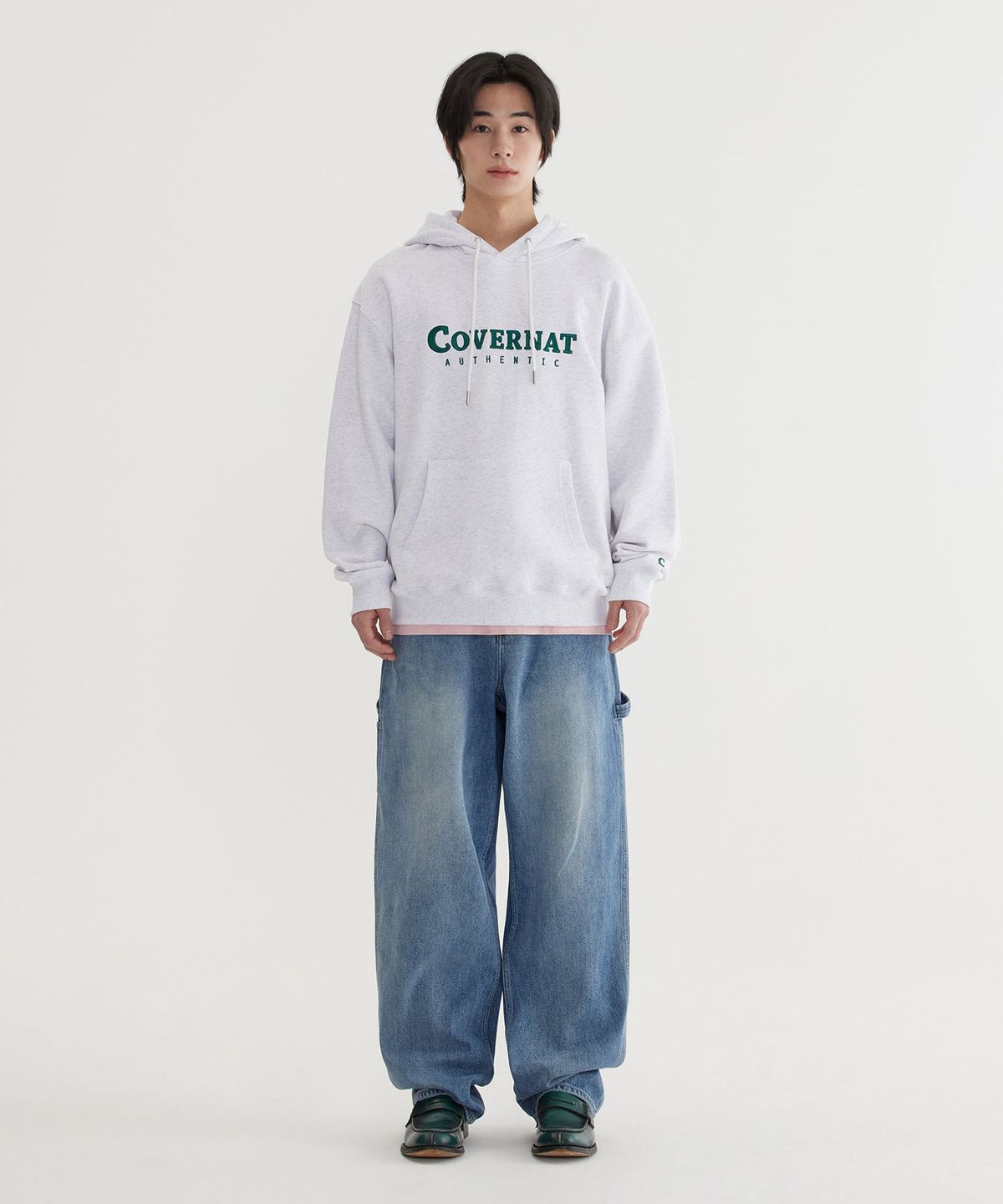 커버낫(COVERNAT) 어센틱 로고 후디 Heather Gray