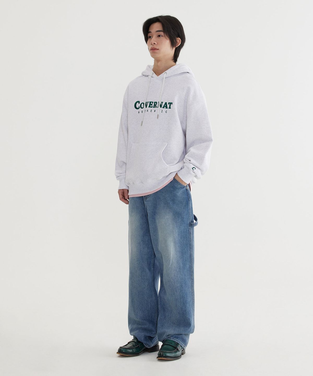 커버낫(COVERNAT) 어센틱 로고 후디 Heather Gray