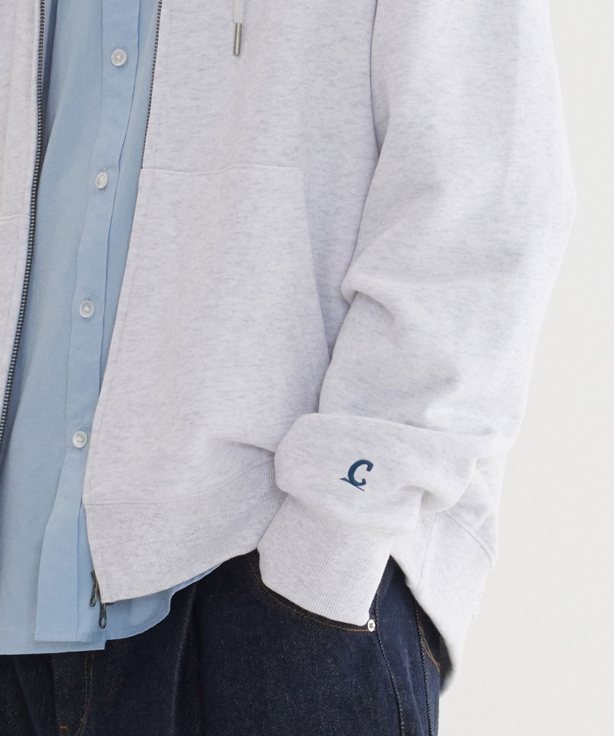 커버낫(COVERNAT) 스몰 어센틱 후드집업 Heather Gray