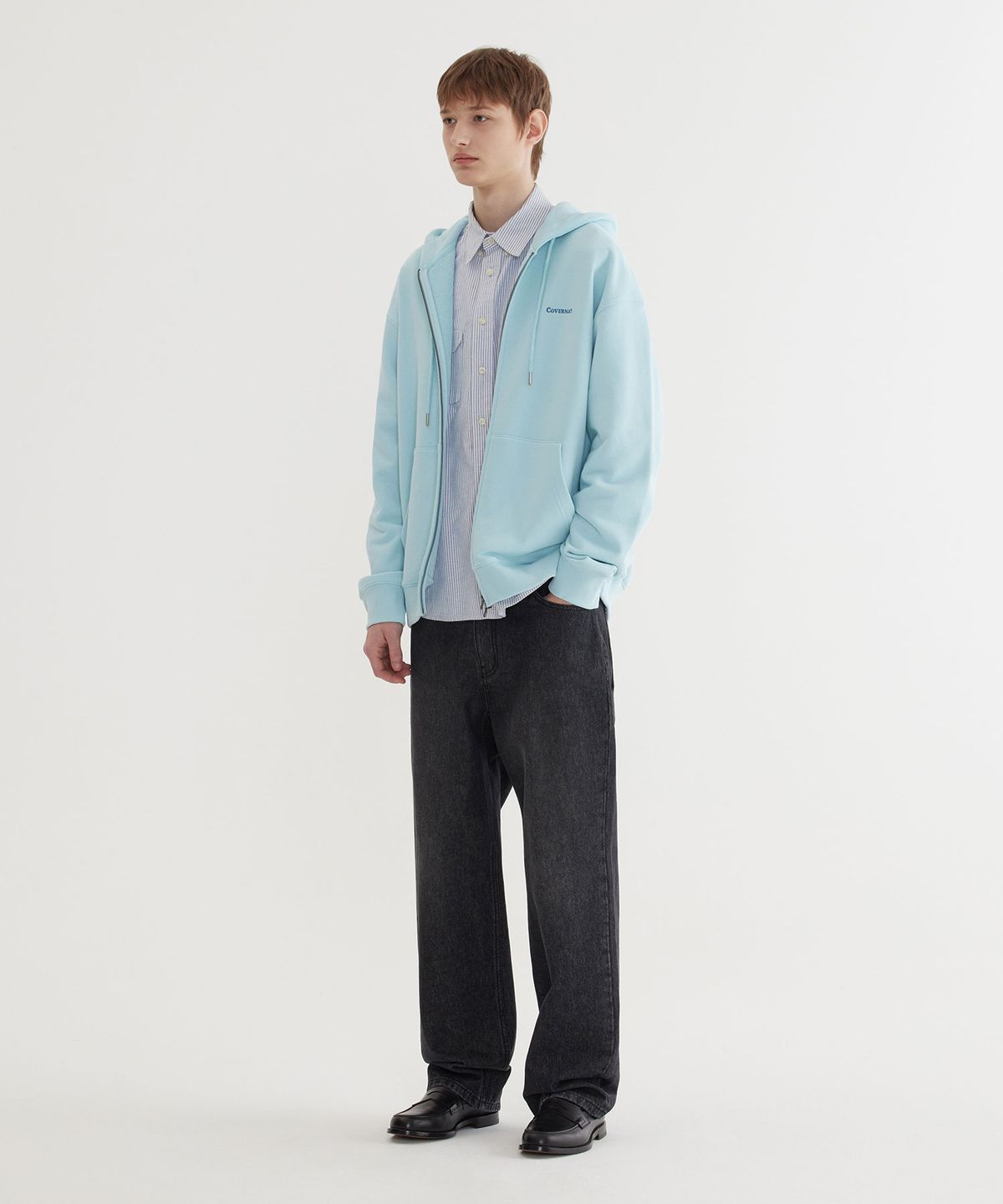 커버낫(COVERNAT) 스몰 어센틱 후드집업 Sky Blue