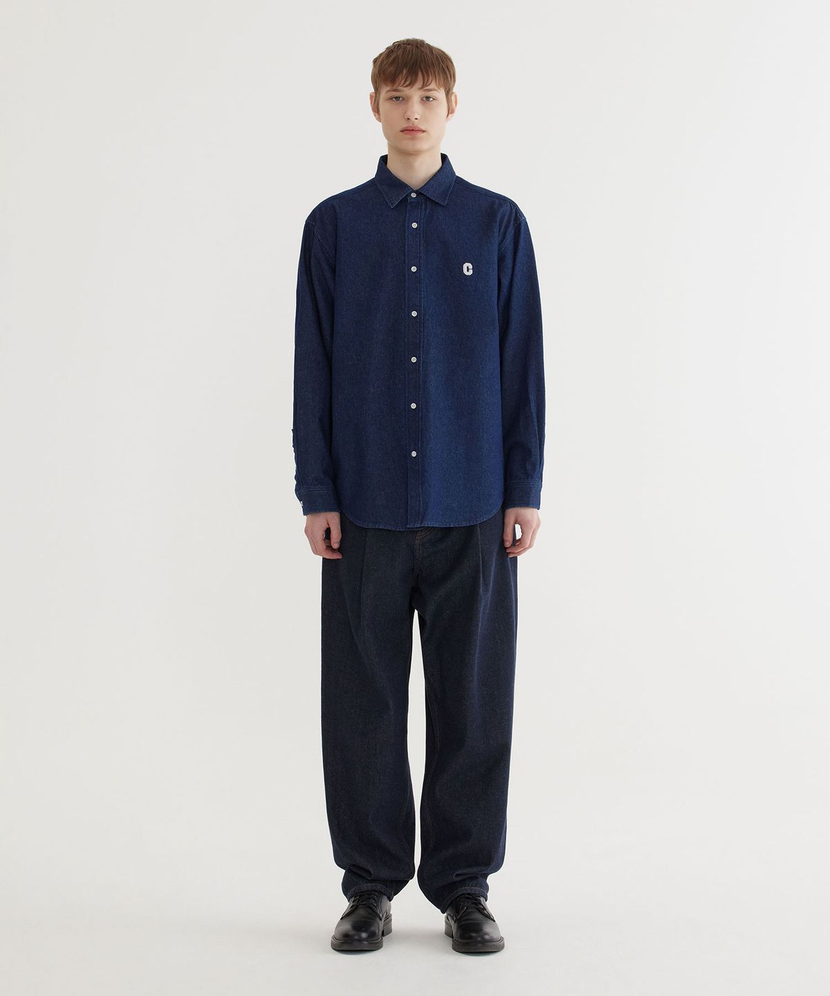 커버낫(COVERNAT) C 로고 데님 셔츠 Indigo