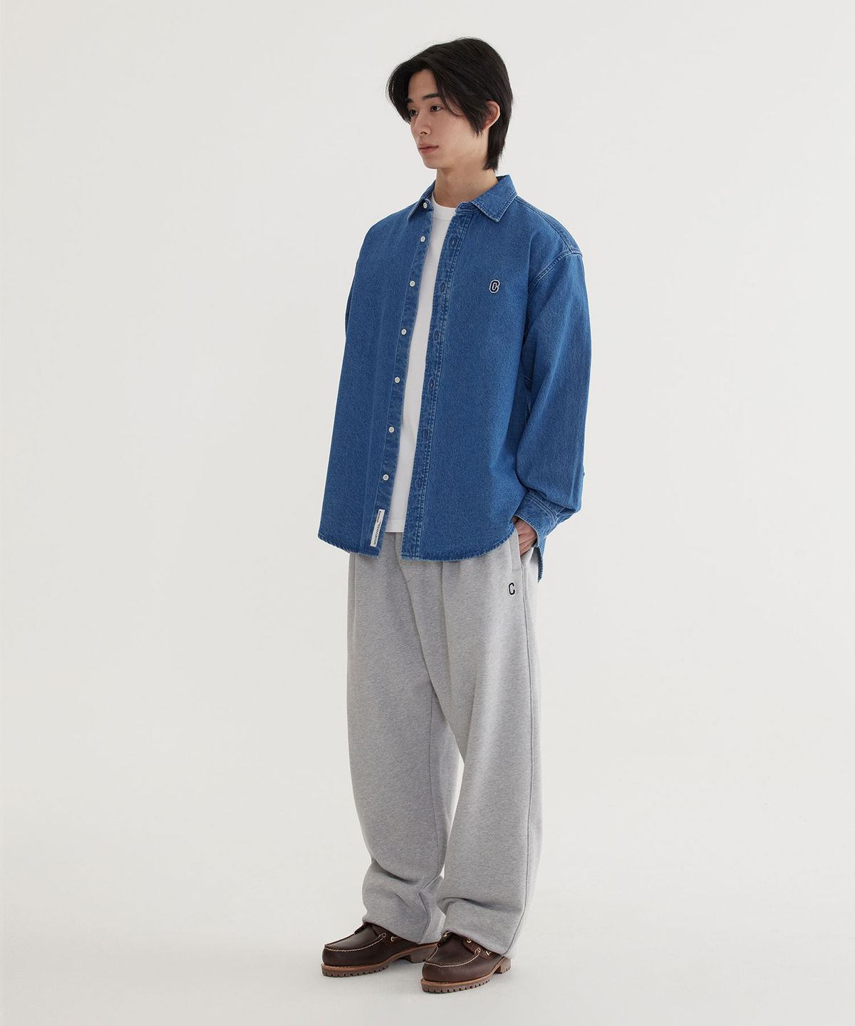 커버낫(COVERNAT) C 로고 데님 셔츠 Blue
