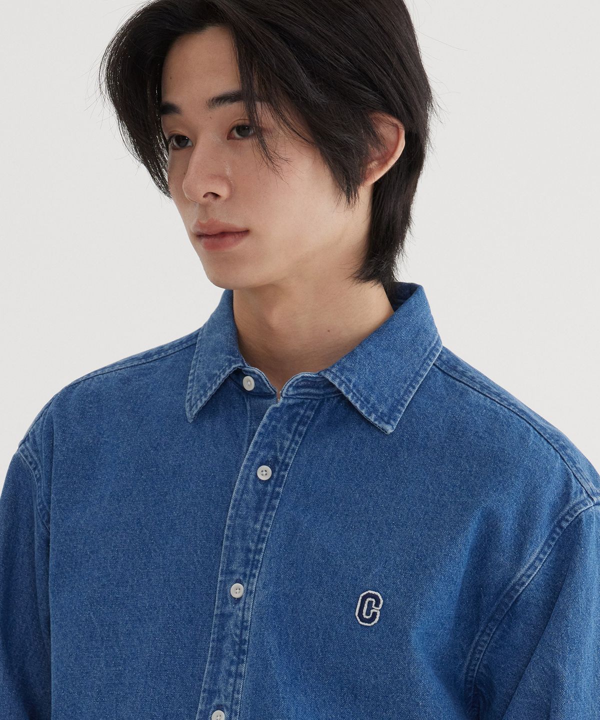 커버낫(COVERNAT) C 로고 데님 셔츠 Blue