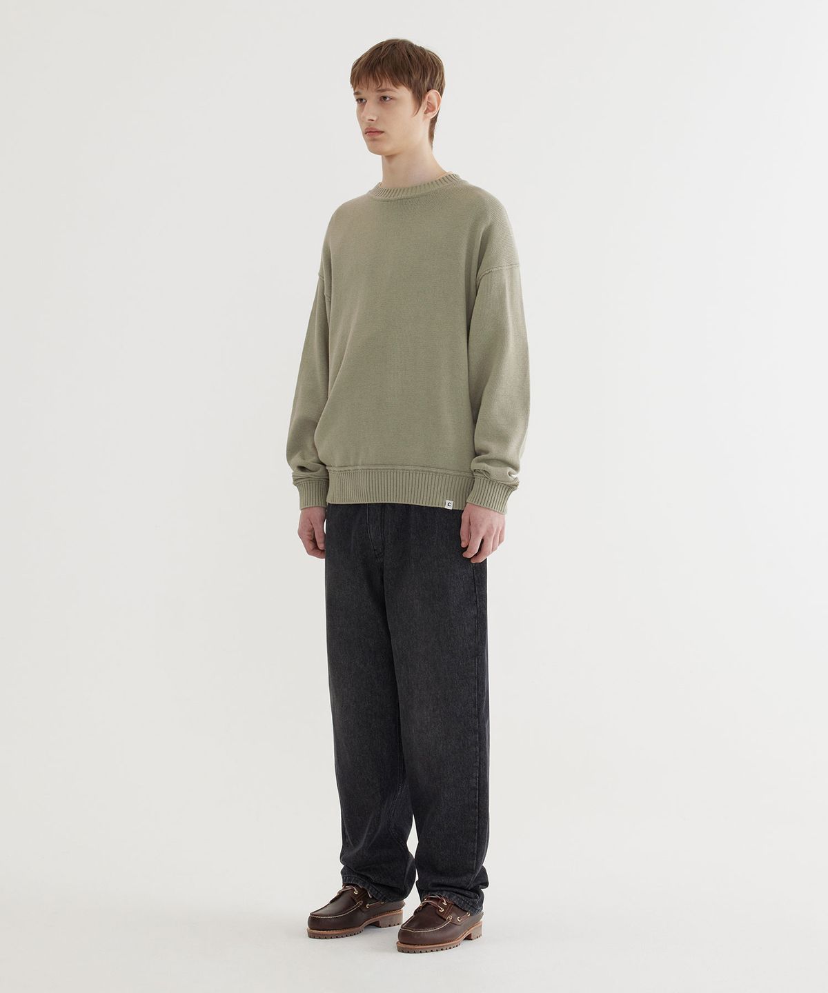 커버낫(COVERNAT) 그래피티 크루넥 니트 Light Khaki