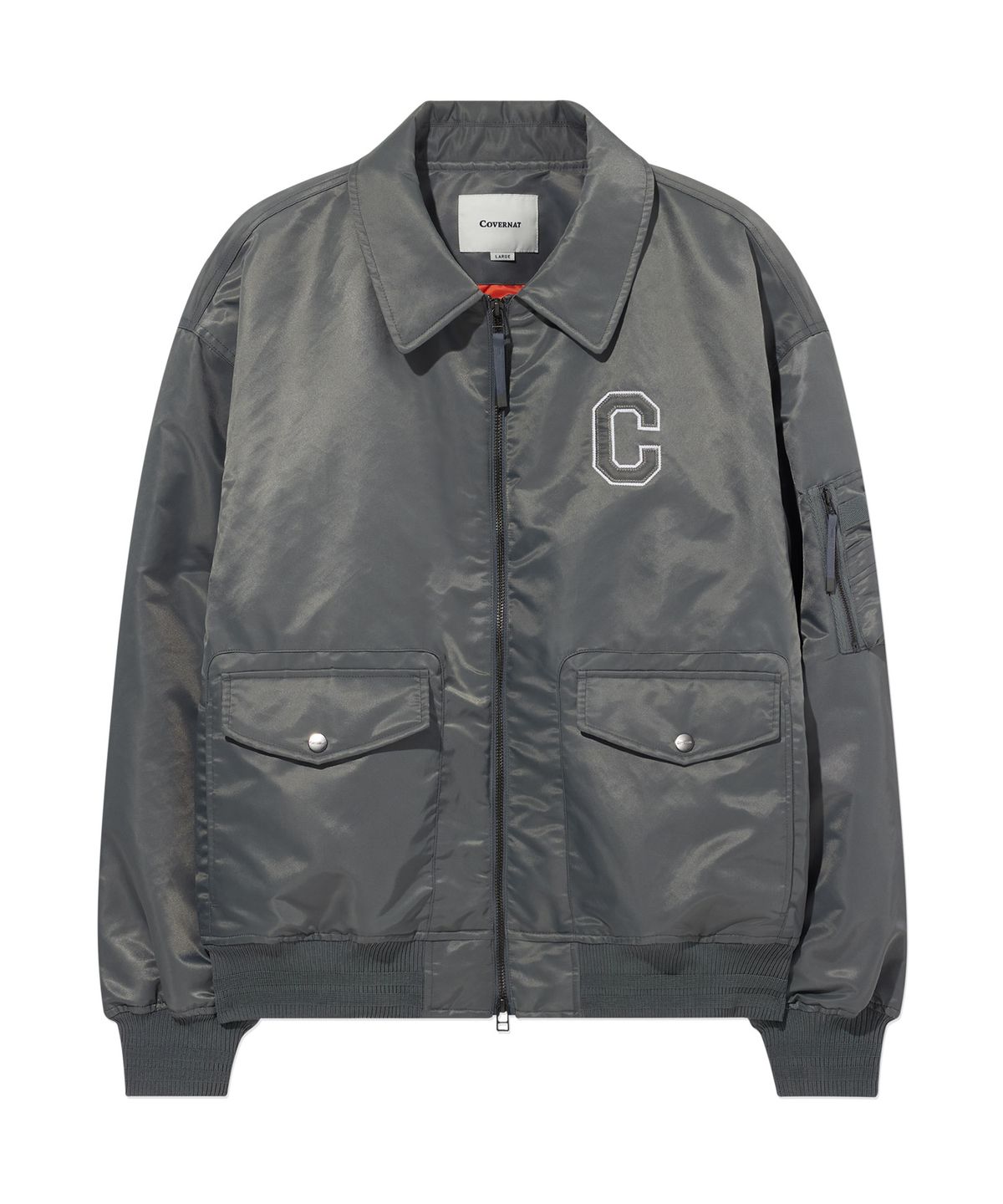 커버낫(COVERNAT) C 로고 카라 MA-1 자켓 Sage Gray