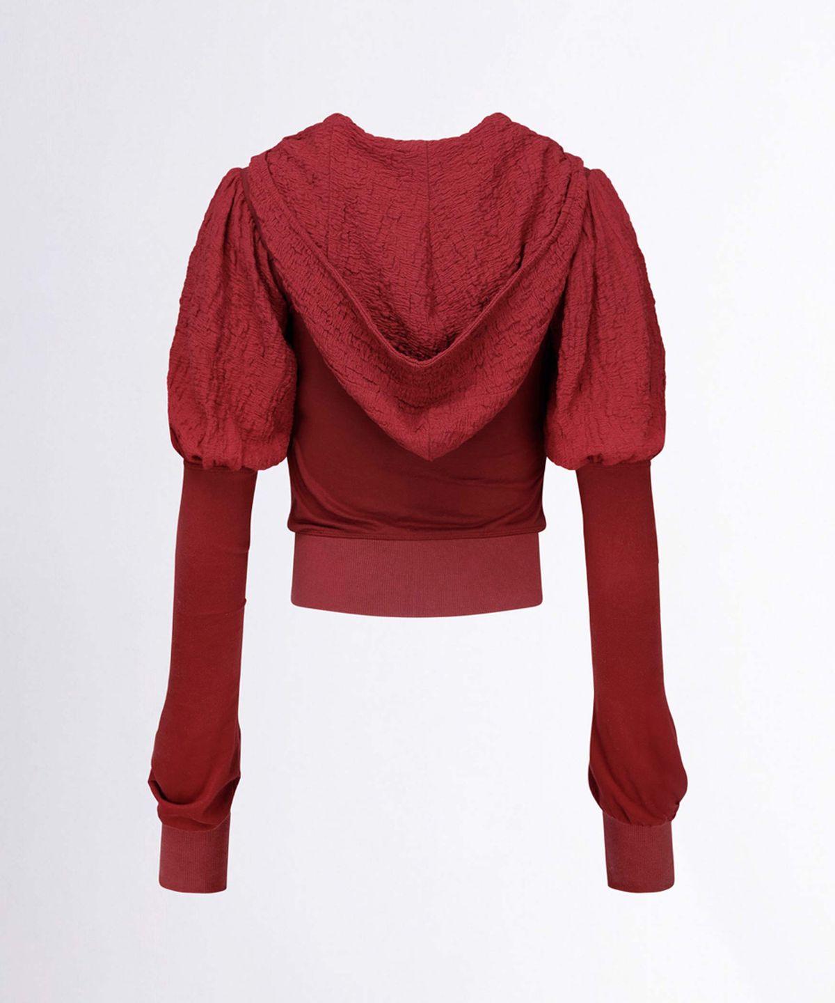 스컬프터(SCULPTOR) Puff Sleeve Zip-Up Hoodie Red