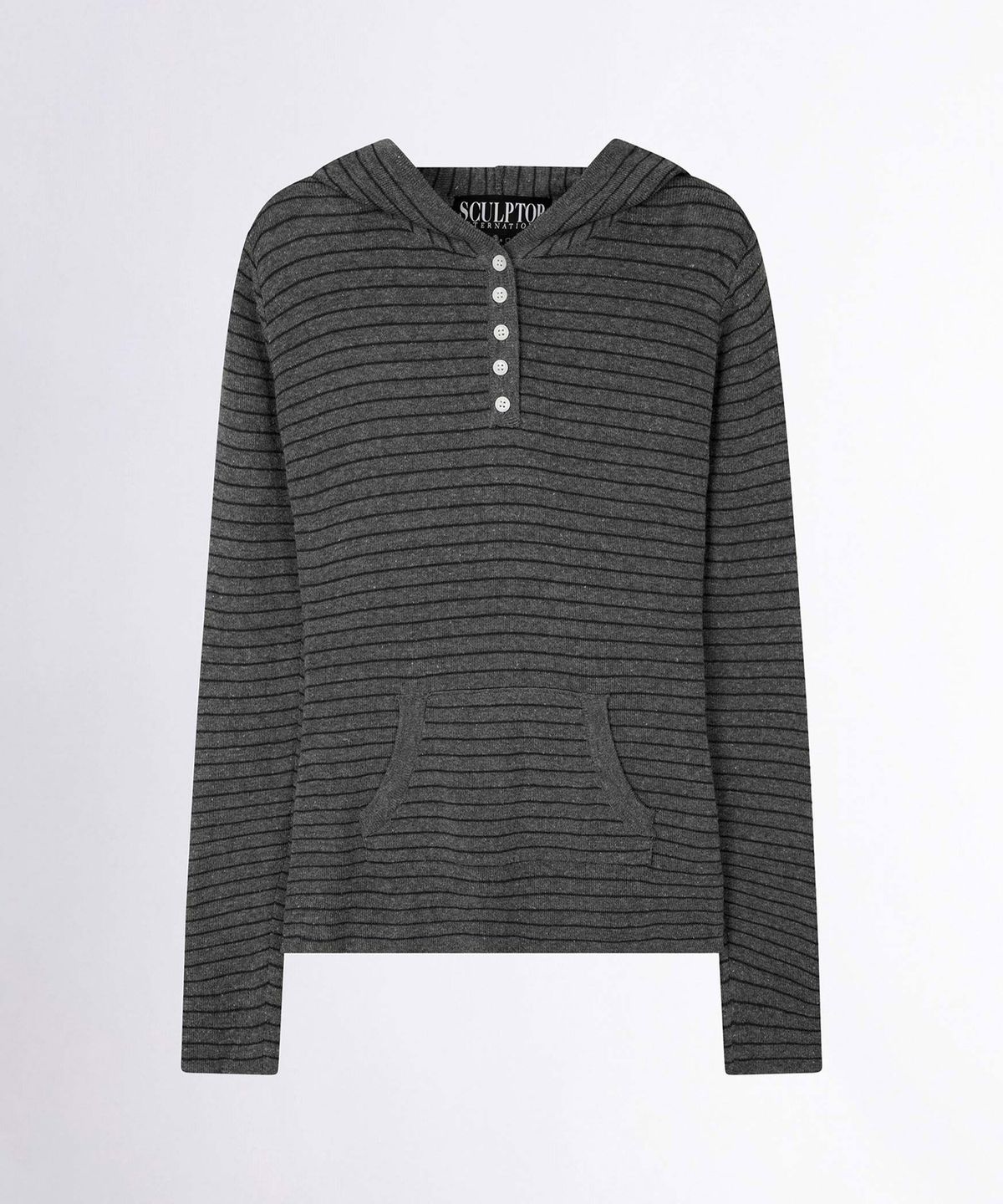 스컬프터(SCULPTOR) Knitted Stripe Hoodie Charcoal/Black