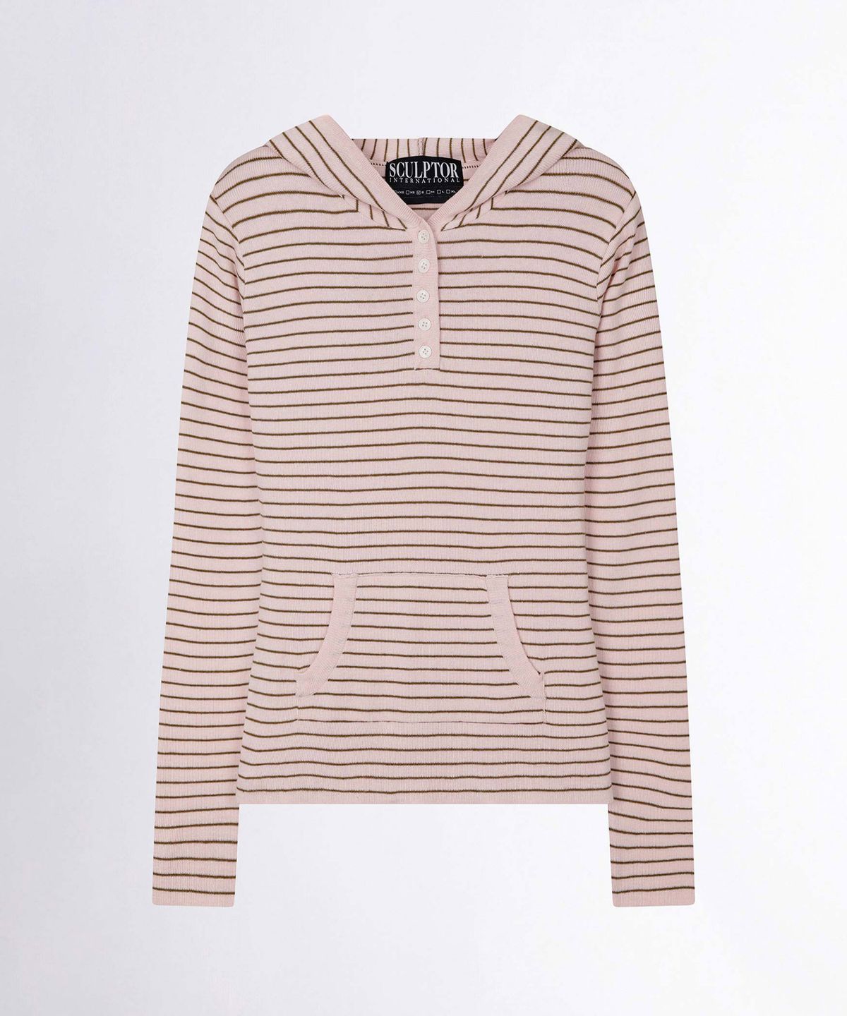 스컬프터(SCULPTOR) Knitted Stripe Hoodie Pink/Brown