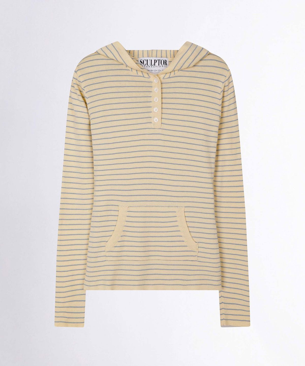 스컬프터(SCULPTOR) Knitted Stripe Hoodie Butter/Baby Blue