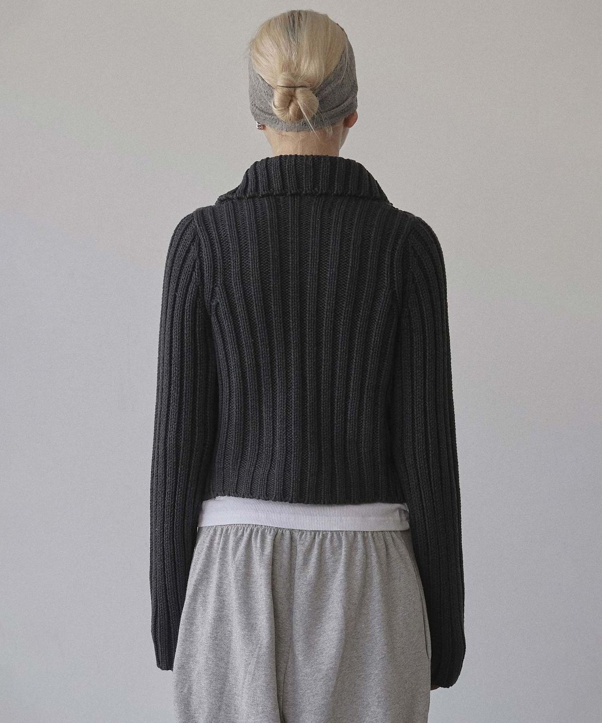 스컬프터(SCULPTOR) Two Way Cable Cardigan Charcoal