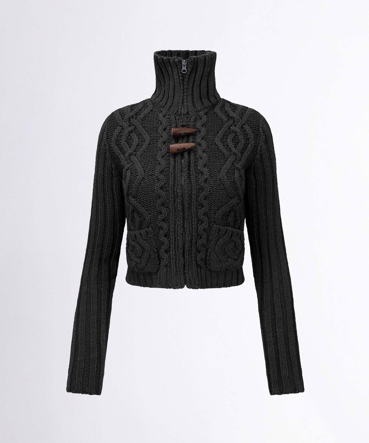 스컬프터(SCULPTOR) Two Way Cable Cardigan Charcoal