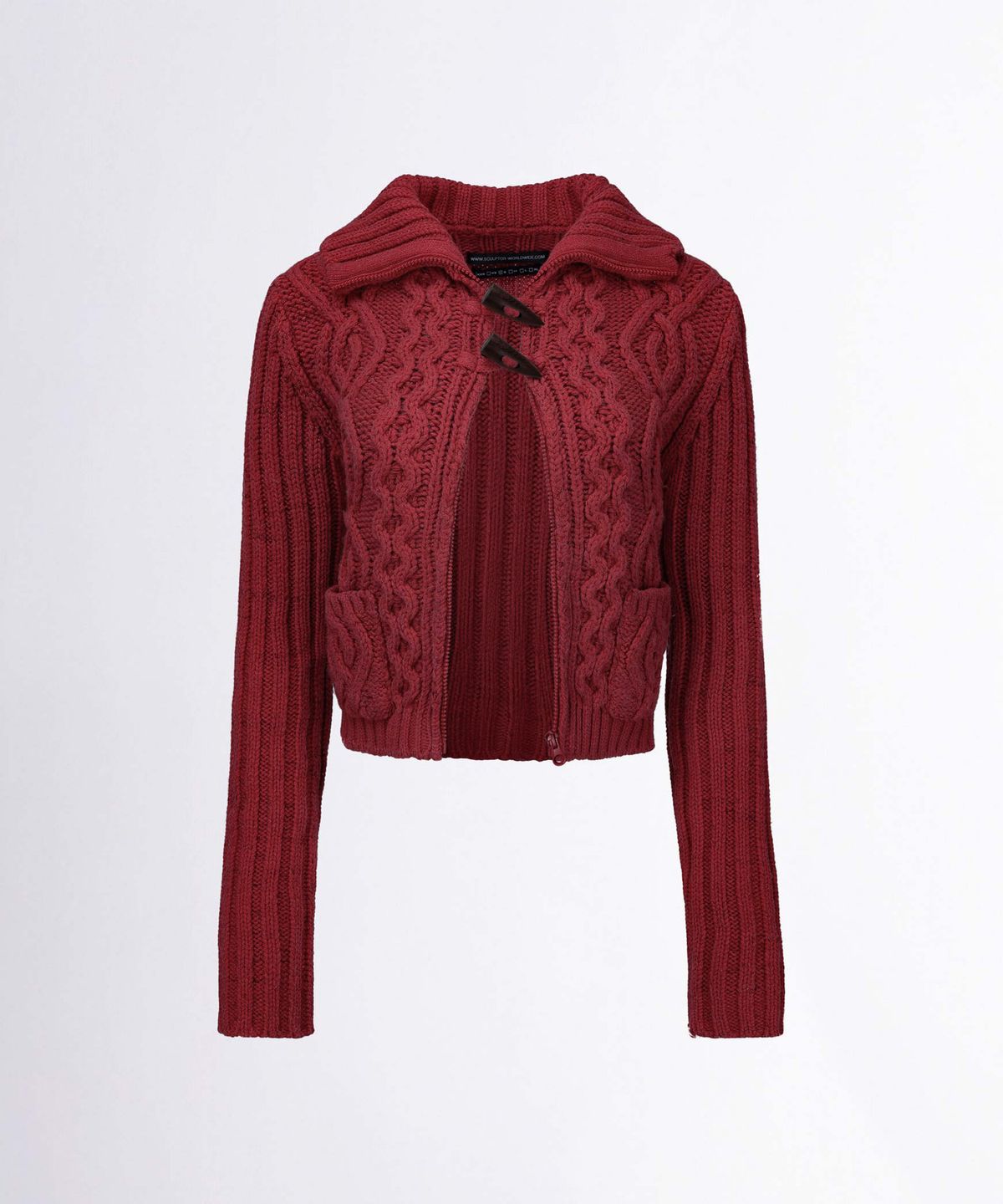 스컬프터(SCULPTOR) Two Way Cable Cardigan Red