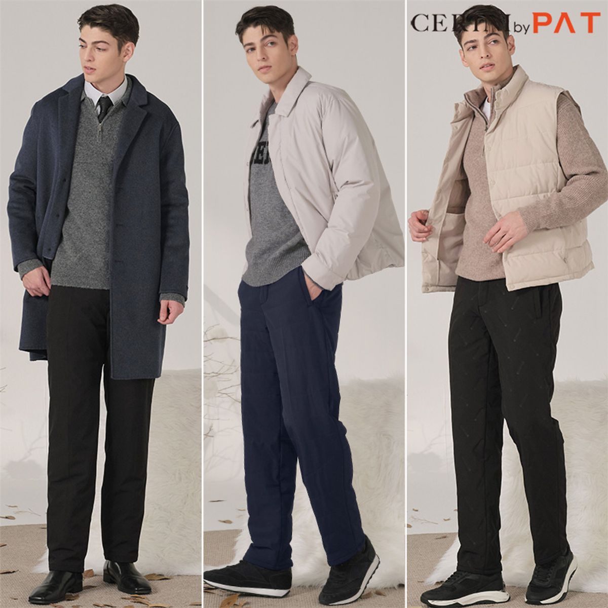 세리니 바이 피에이티(CERINI BY PAT) 남성 보아퍼 본딩 패딩 팬츠 3종