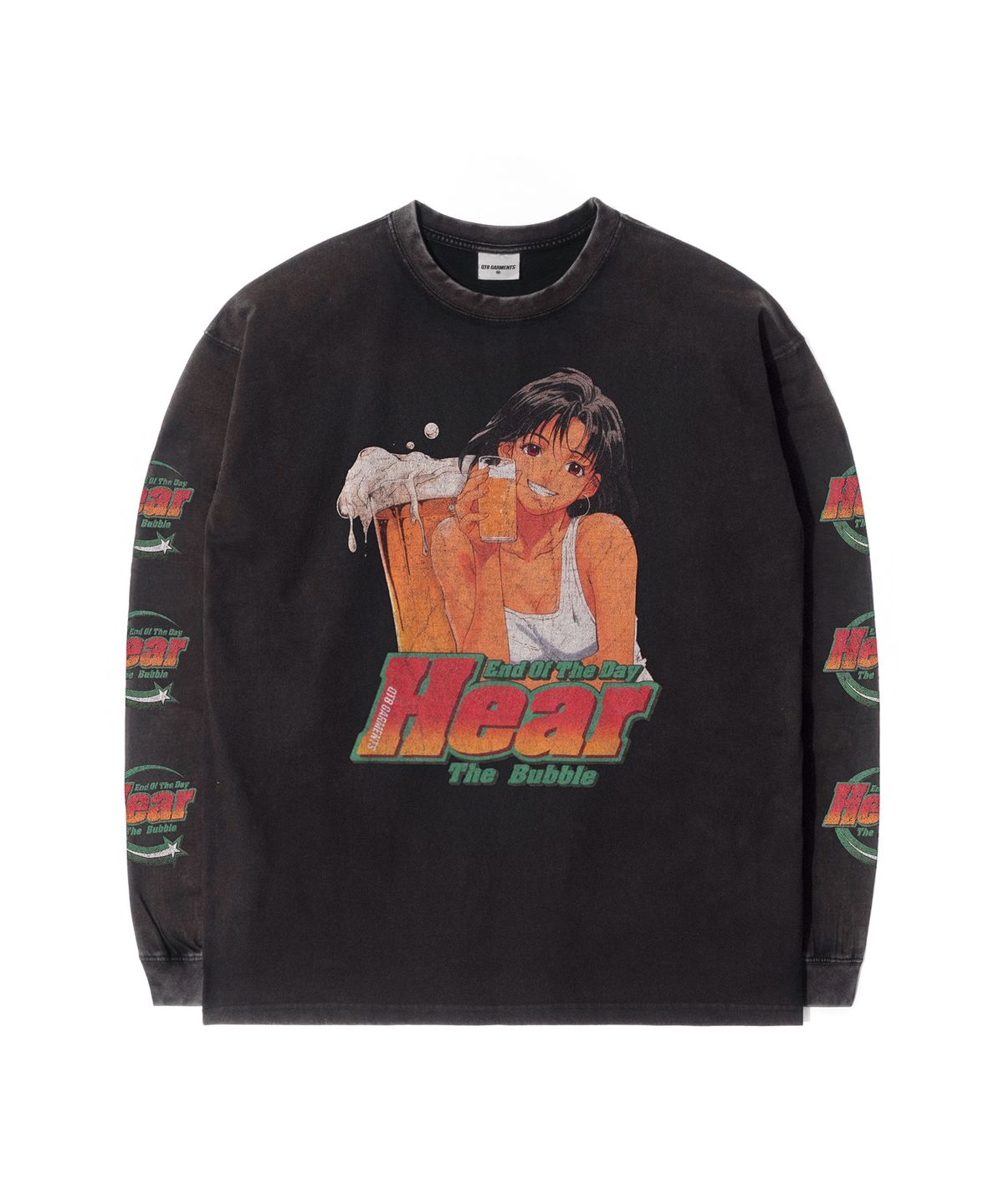 큐티에잇 가먼츠(QT8 GARMENTS) RG Hear the Bubble AQ Washed Long Sleeve (Black)