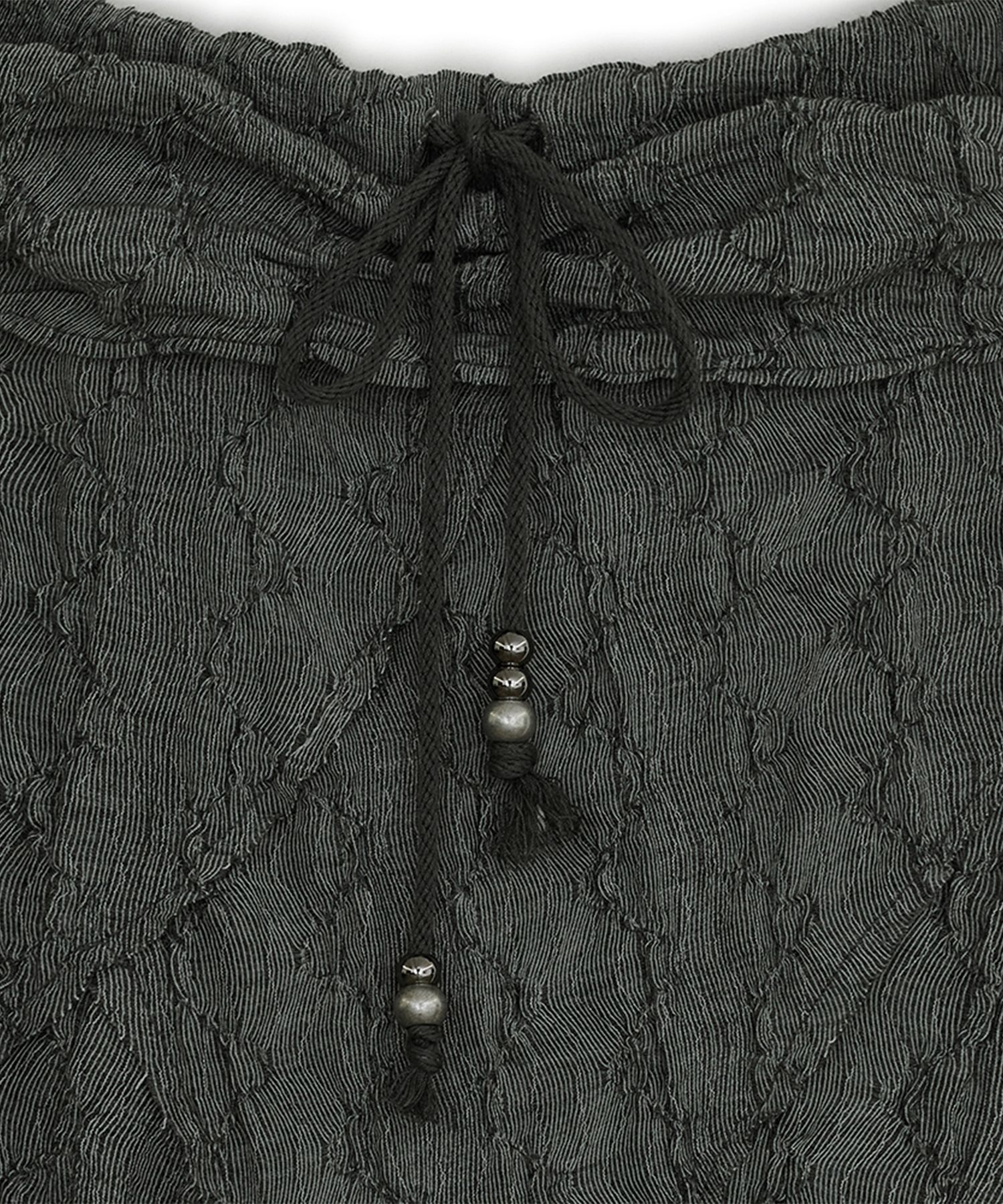 MUSINSA | HUG YOUR SKIN Drawstring Off-Shoulder Dress (Charcoal)